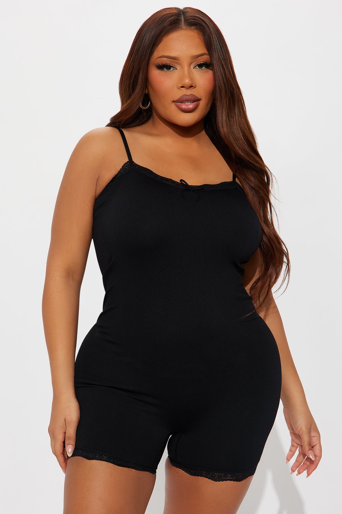 Close To You Seamless Ribbed PJ Romper Onesie - Black
