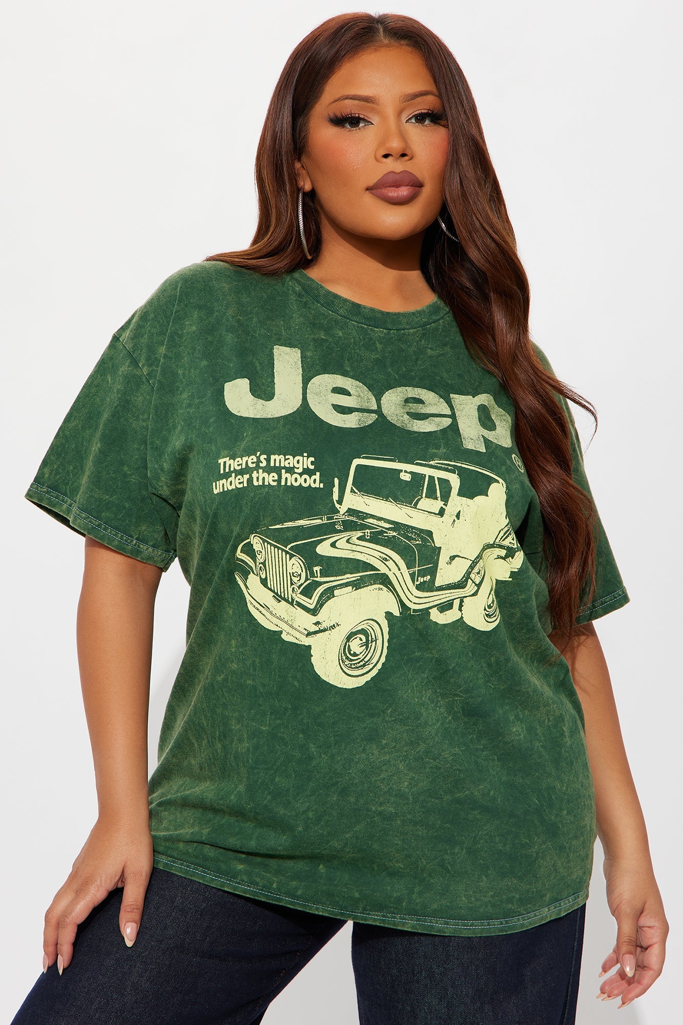 Jeep Magic Under The Hood Washed Tee - Dark Olive