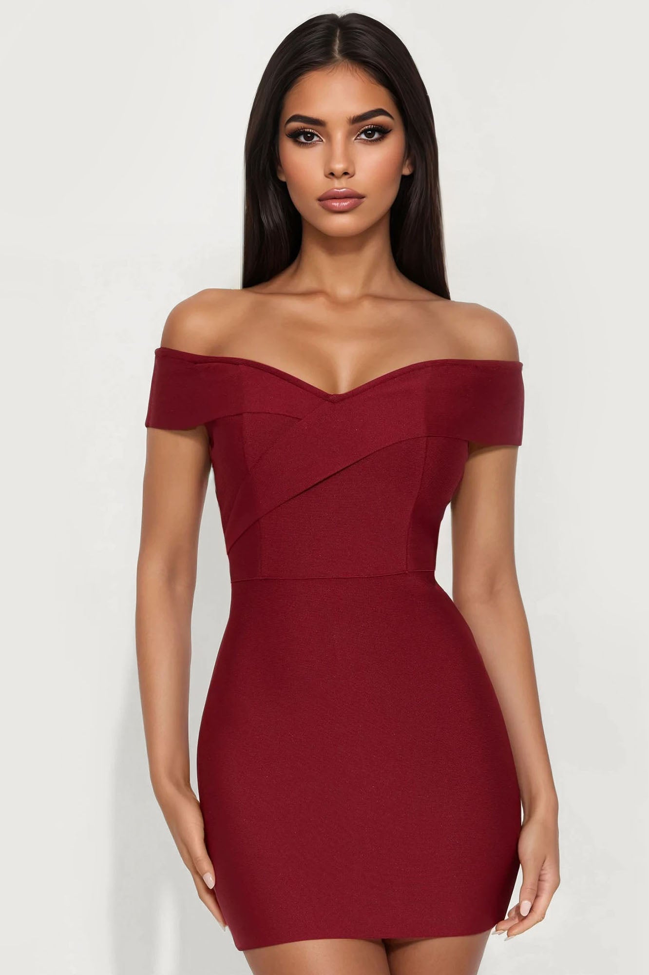 Amy Bandage Mini Dress - Wine