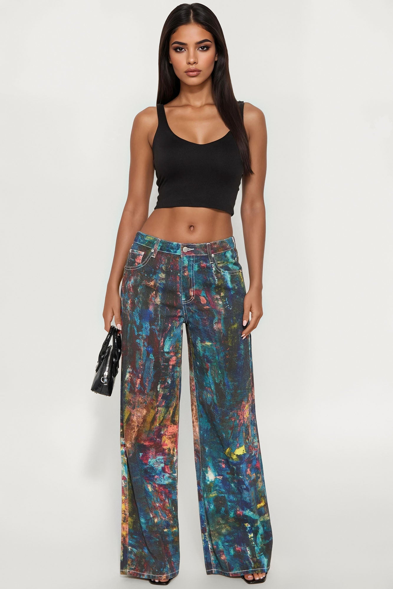 Work Of Art Wide Leg Jeans - Multi Color