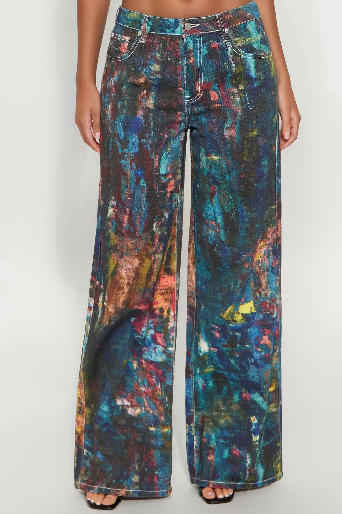 Work Of Art Wide Leg Jeans - Multi Color