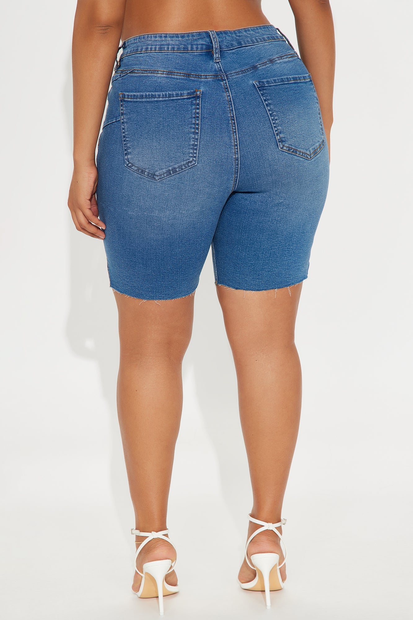 Vibe Check Curvy Bermuda Denim Shorts - Medium Wash