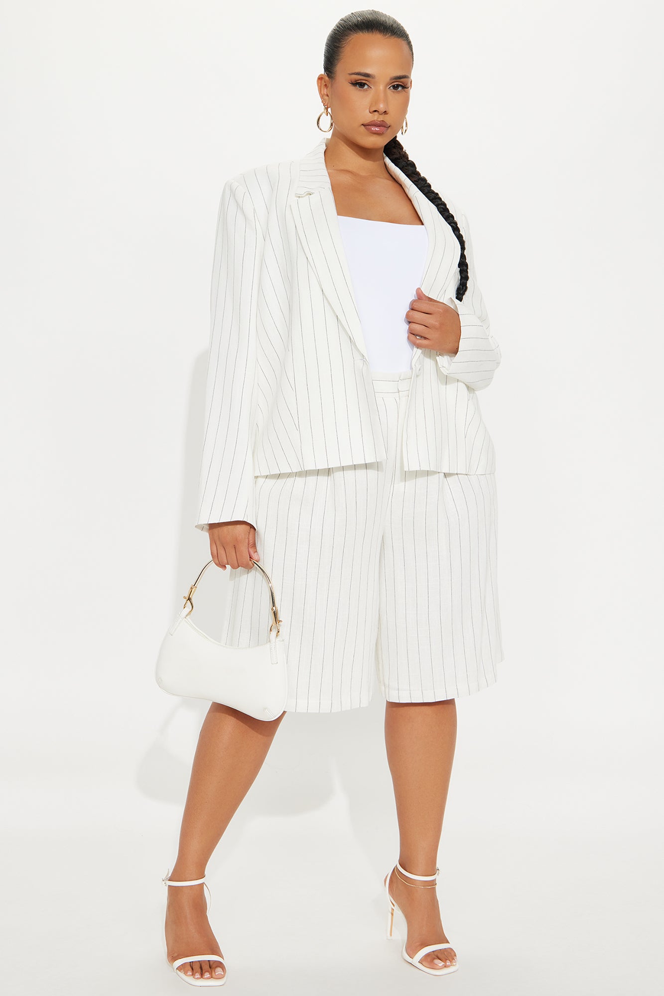 Penelope Pinstripe Linen Blazer - White