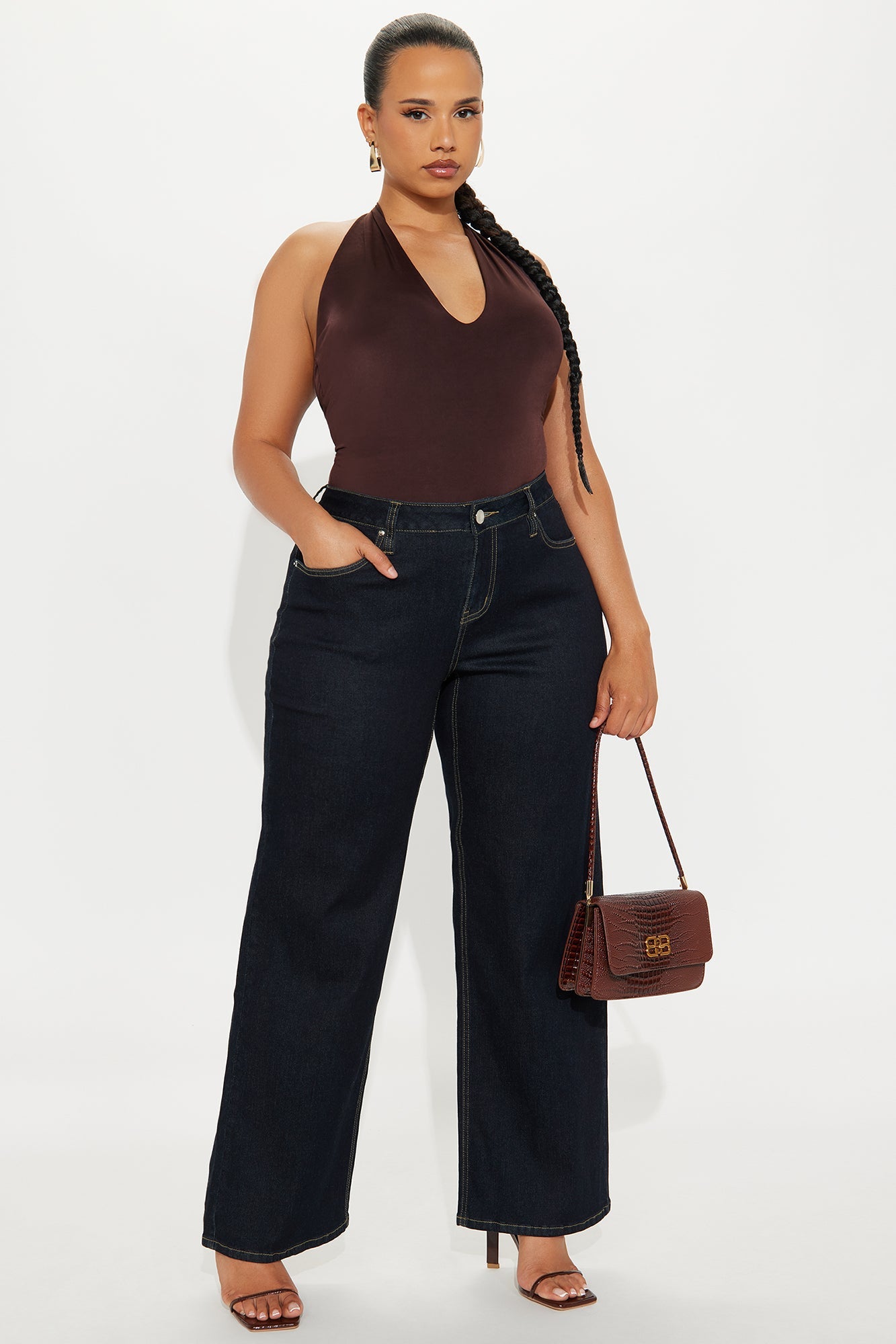 Penelope Low Rise Loose Wide Leg Jeans - Dark Wash