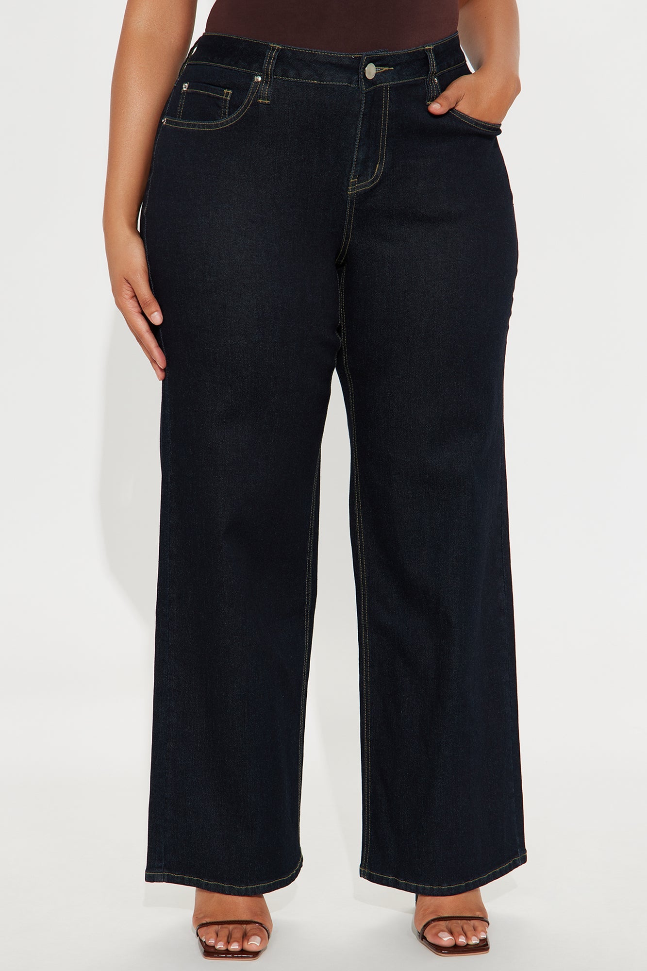 Penelope Low Rise Loose Wide Leg Jeans - Dark Wash