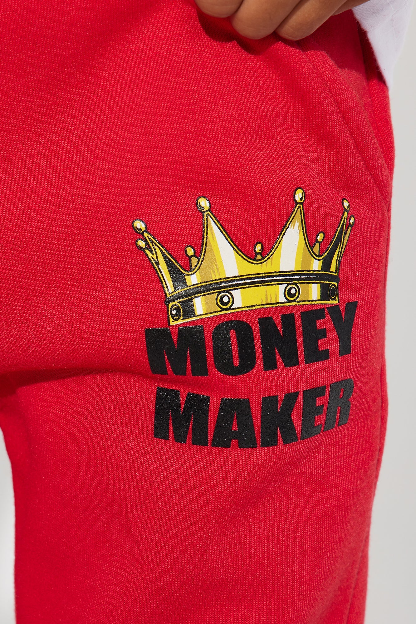 Mini Money Maker Fleece Jogger Set - Red/White