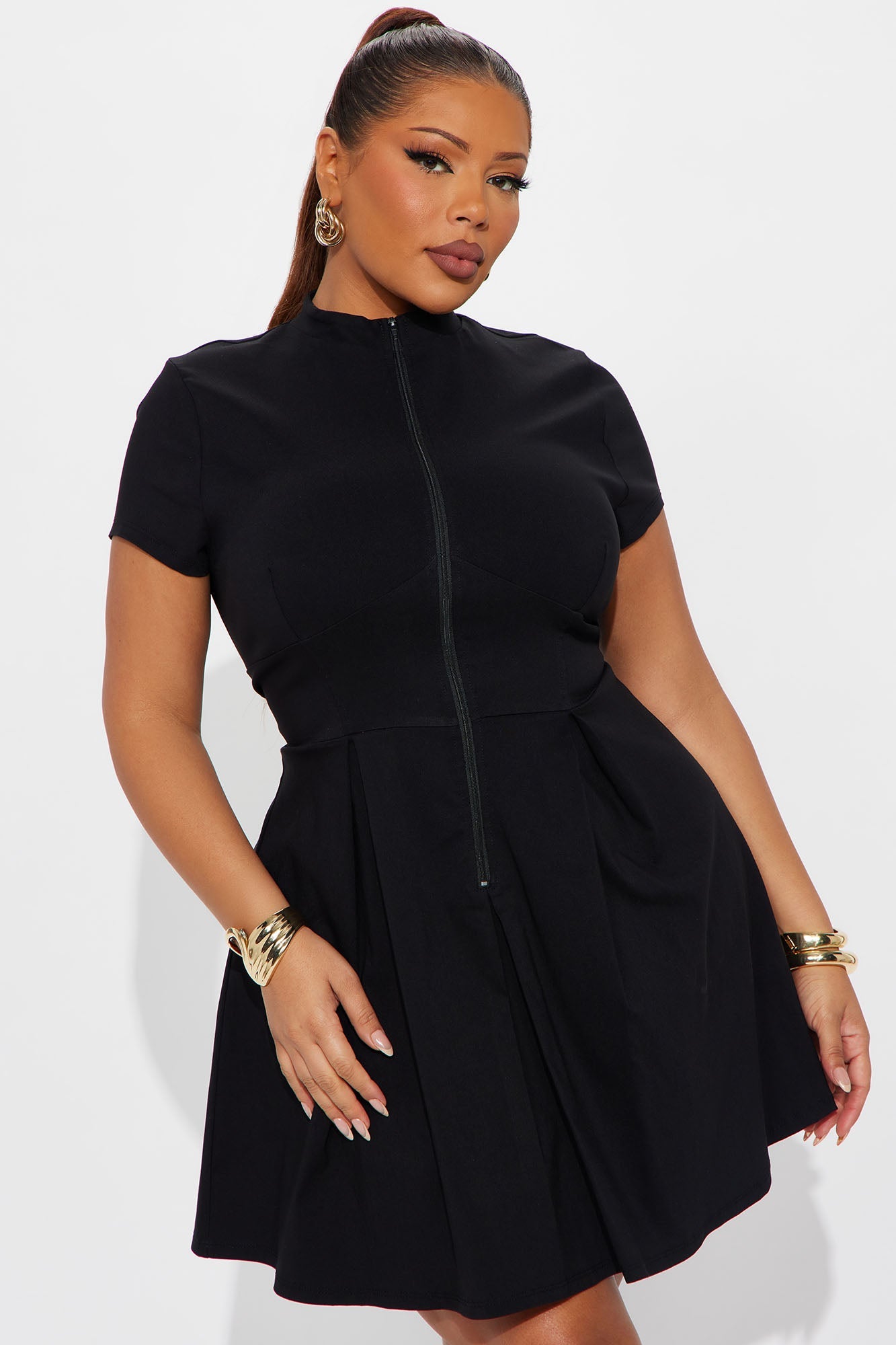 Too Busy To Care Mini Dress - Black