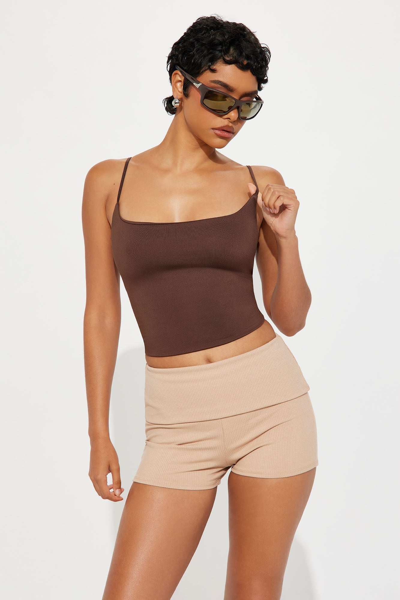 Contour Double Lined Cami Top - Chocolate