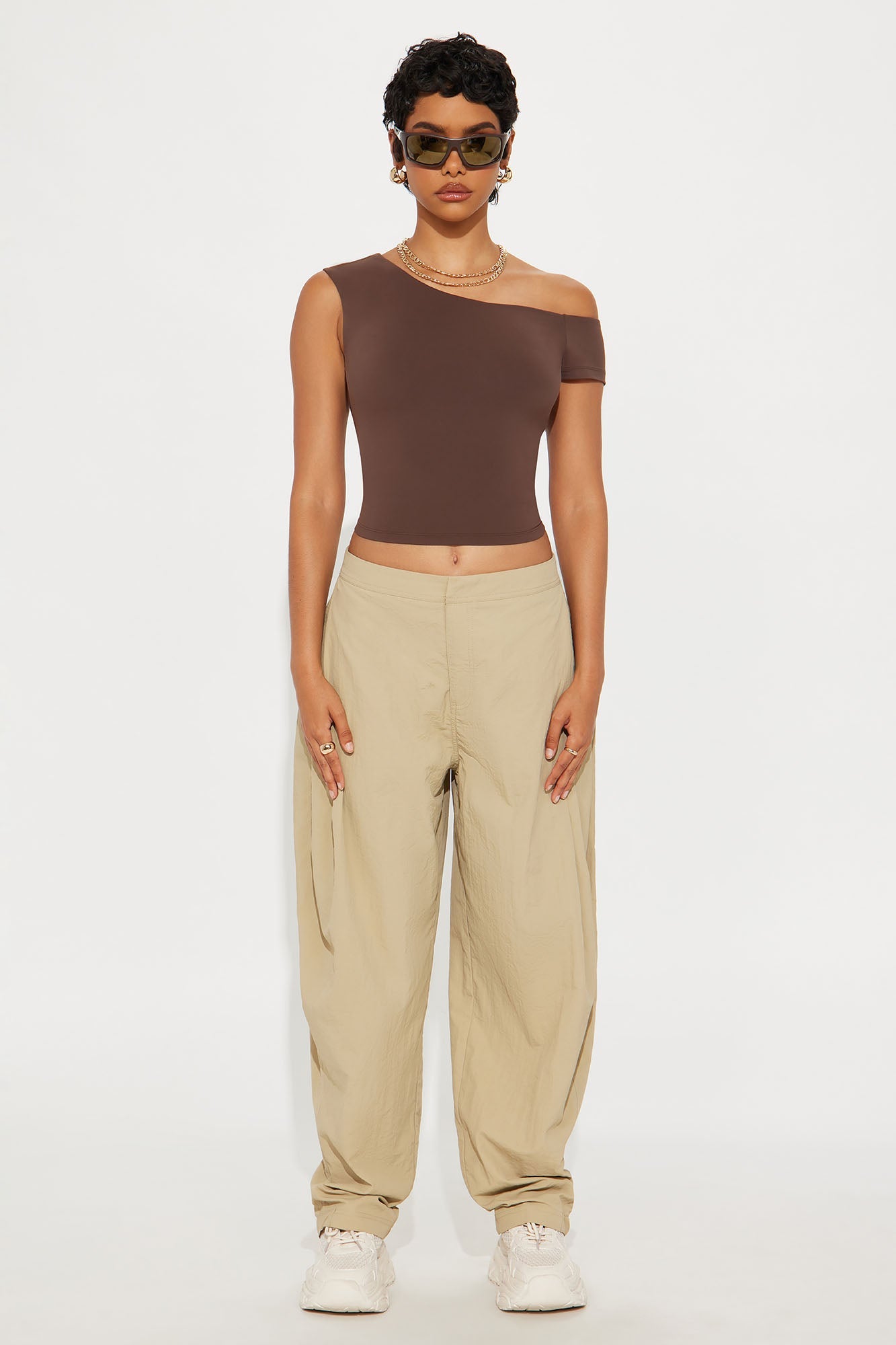 Second Skin Double Lined Off Shoulder Top - Chocolate