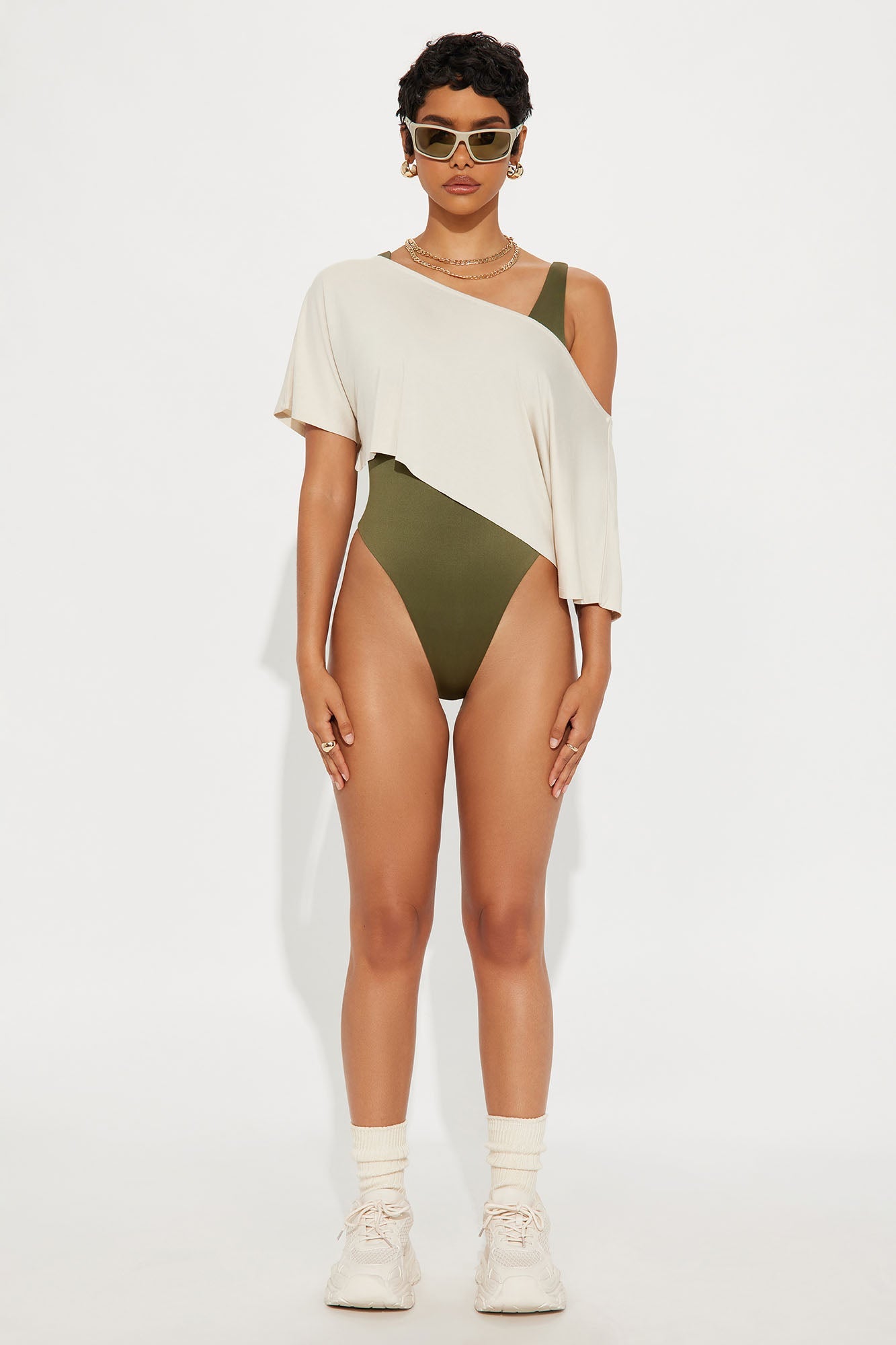 Modal Off Shoulder Cropped Top - Bone