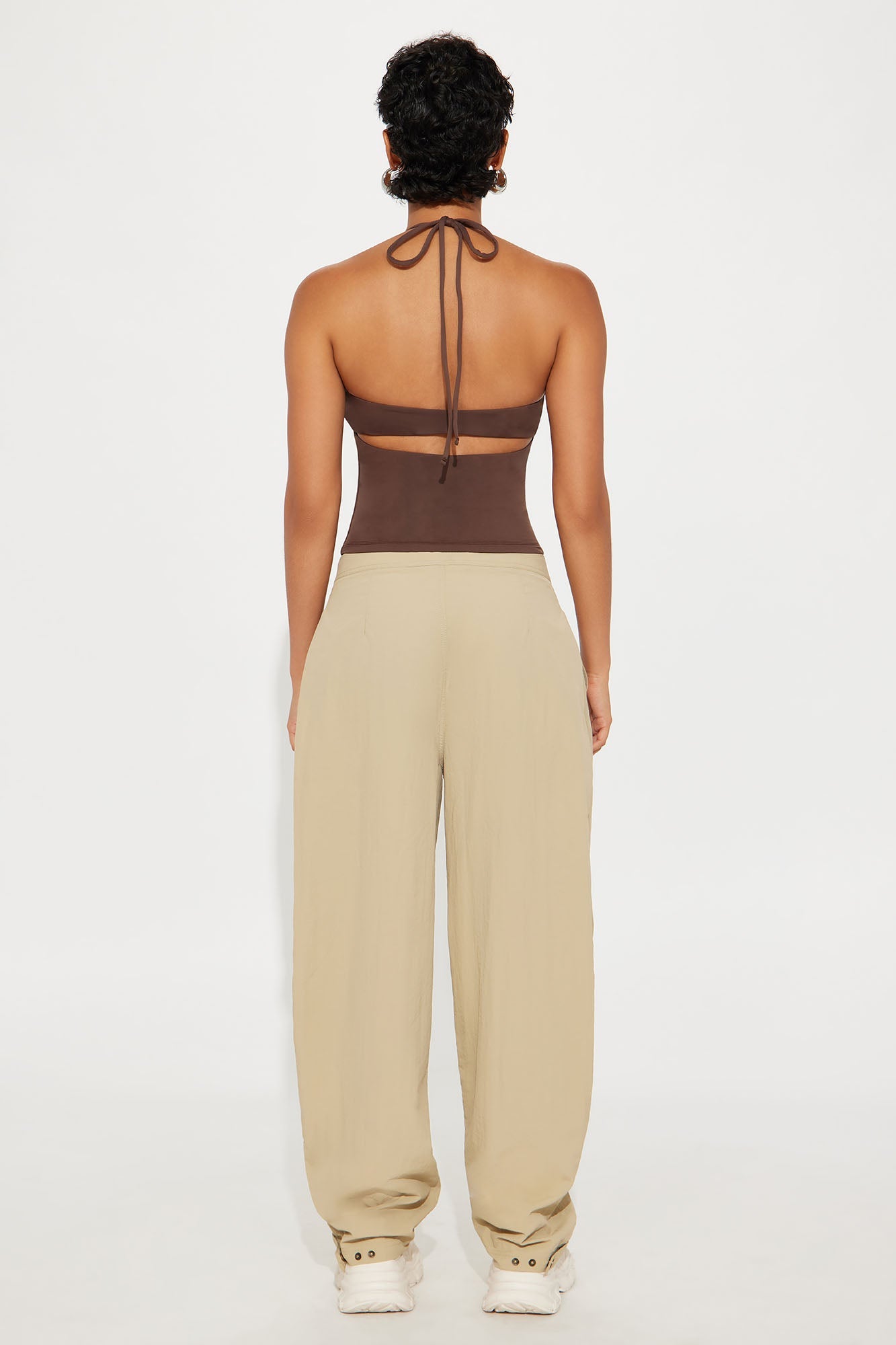 Second Skin Double Lined Cut Out Halter Top - Chocolate