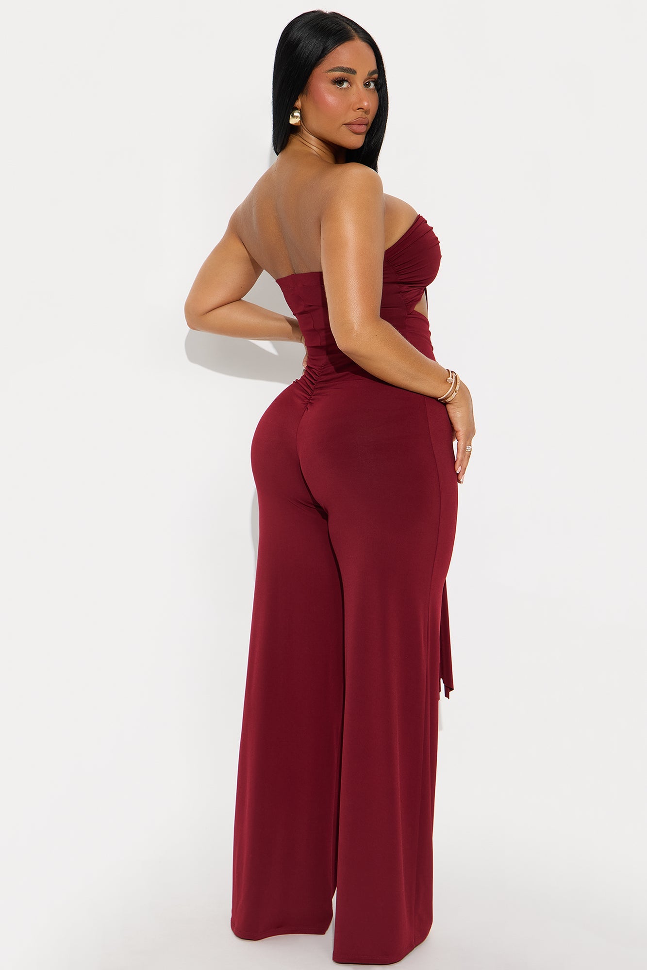 Lexi Strapless Jumpsuit - Burgundy