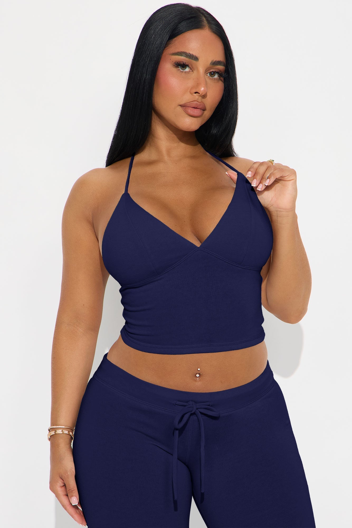 Unwind Time Halter Pant Set - Navy