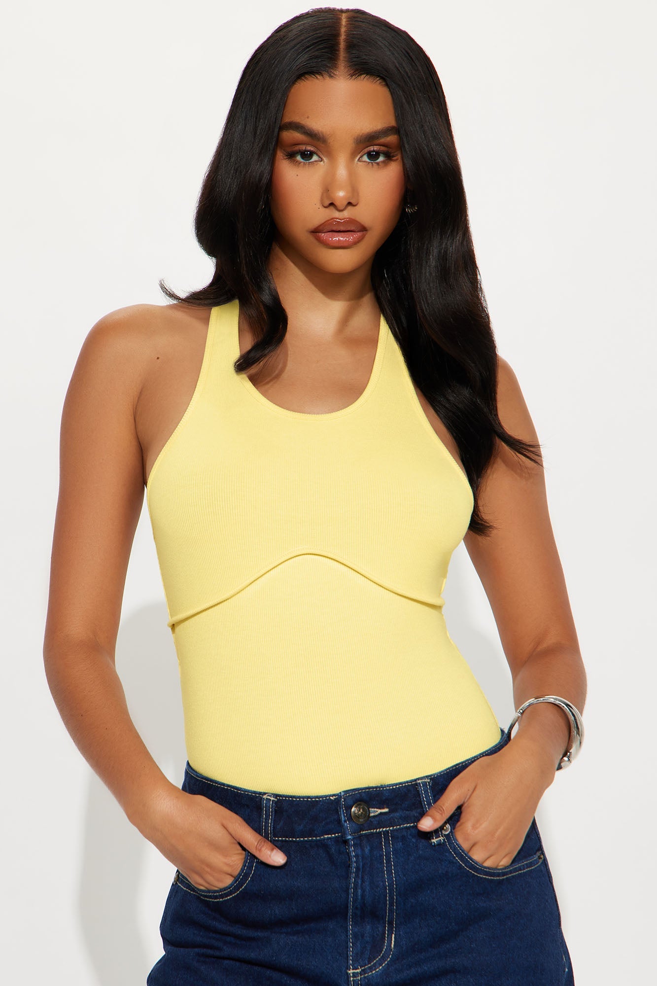 Arizona Ribbed Racerback Bodysuit - Butter Yellow