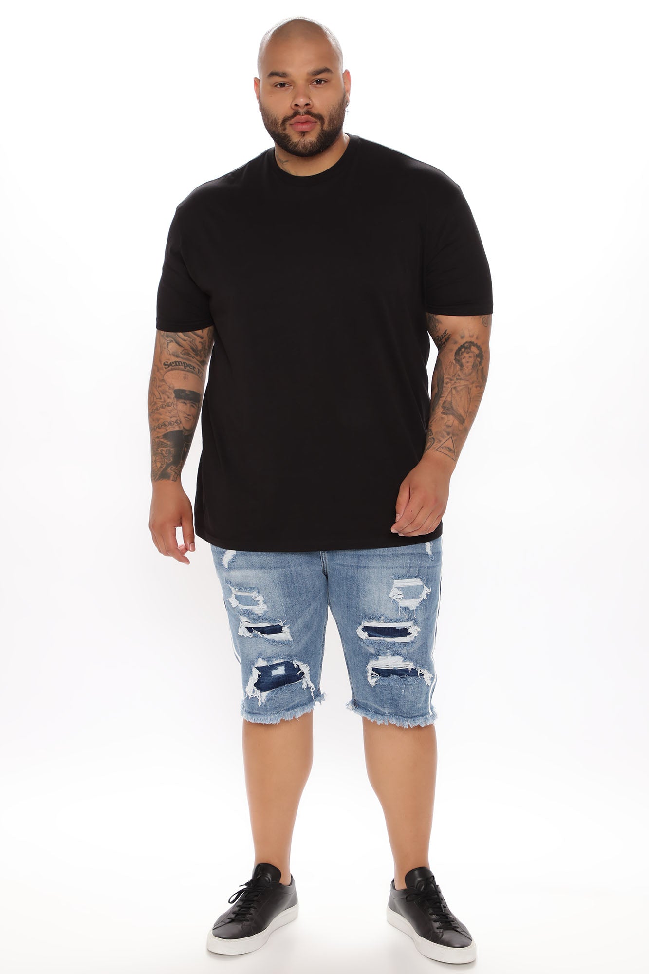 Picture Me Rollin Striped Denim Shorts - MediumWash