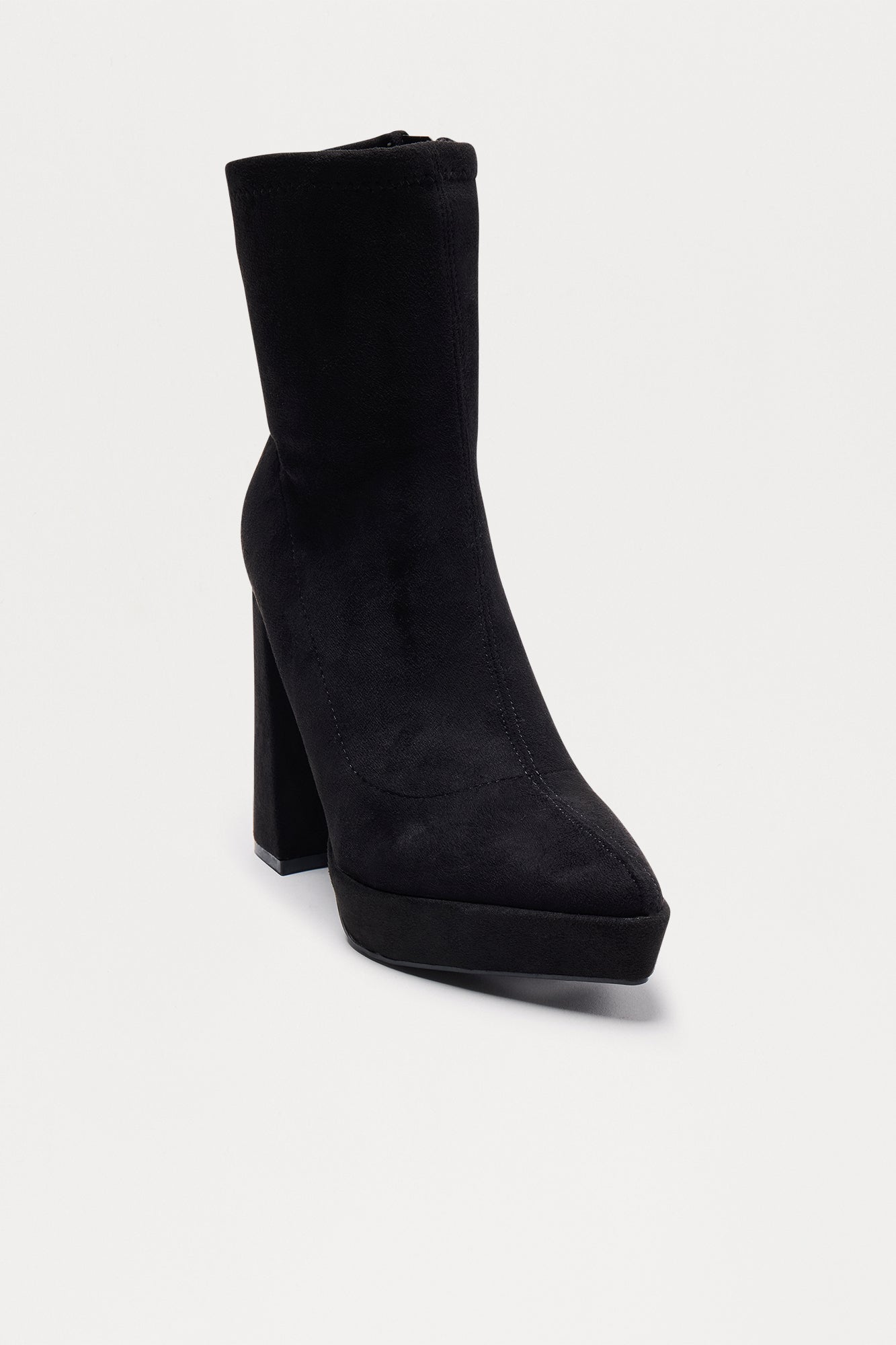 Finnegan Block Heel Booties - Black/Black