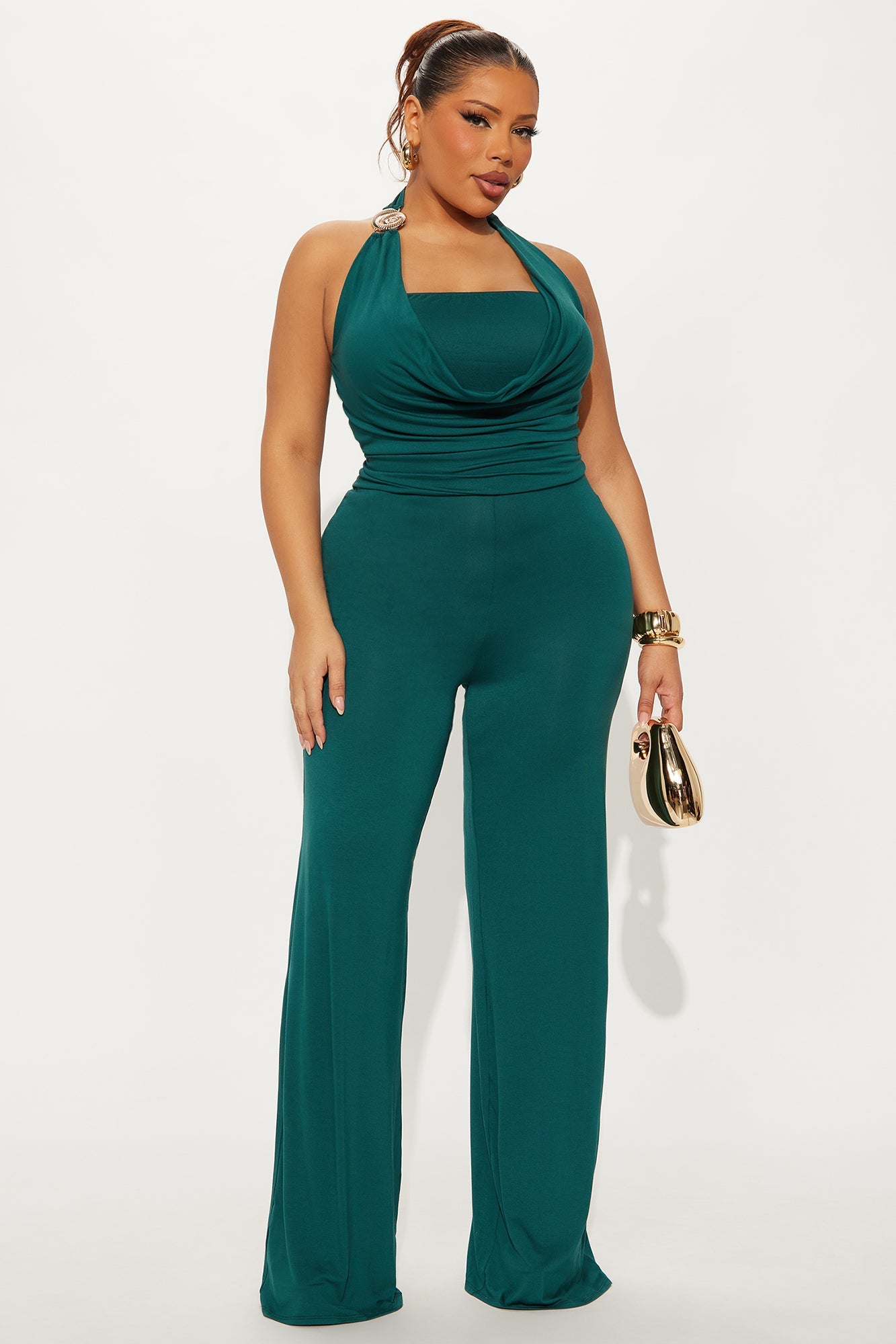 Luna Halter Wide Leg Jumpsuit - Hunter