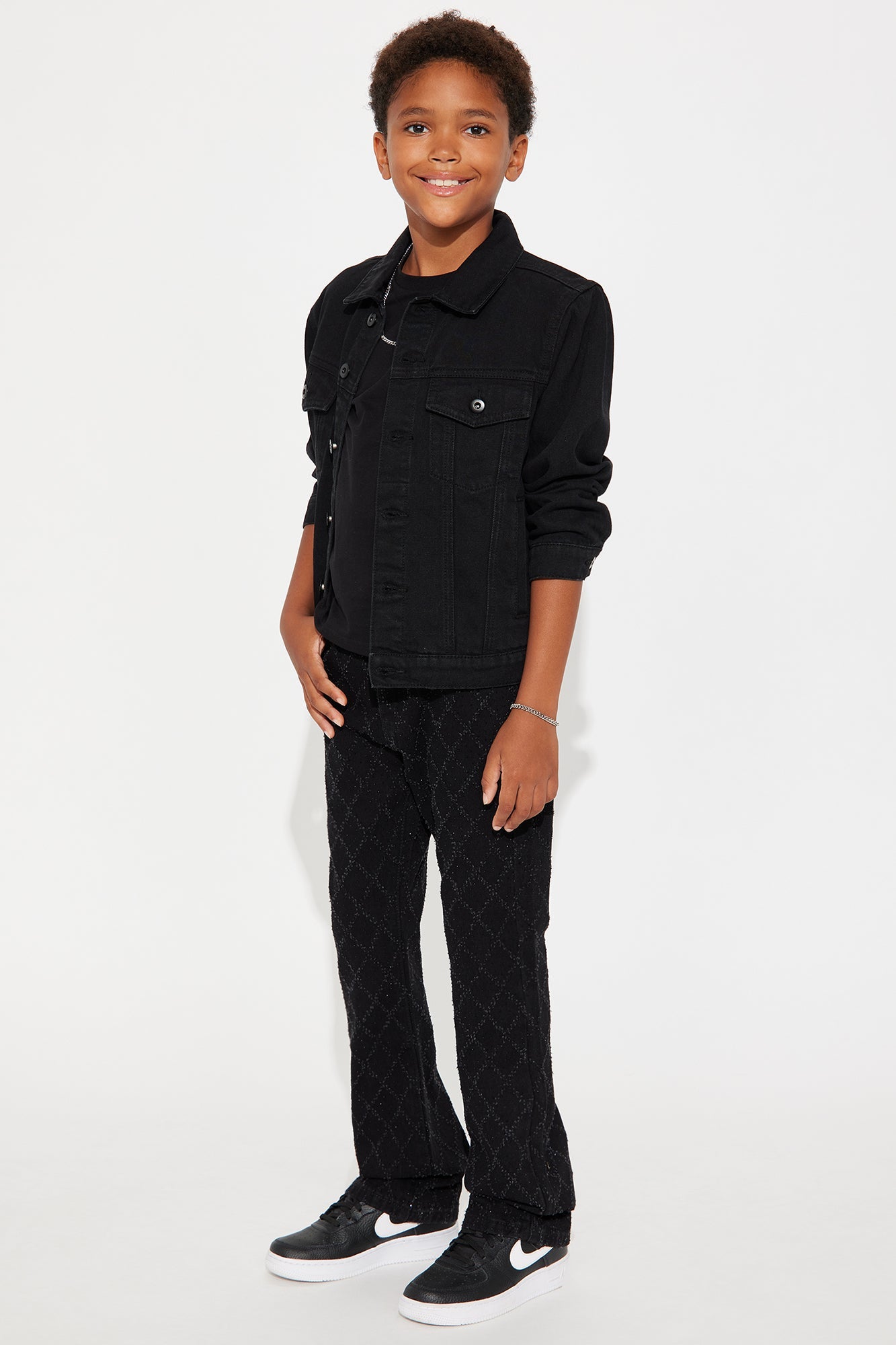 Mini Stacked Slim Flare Wrecked In Jewels Jeans - Black