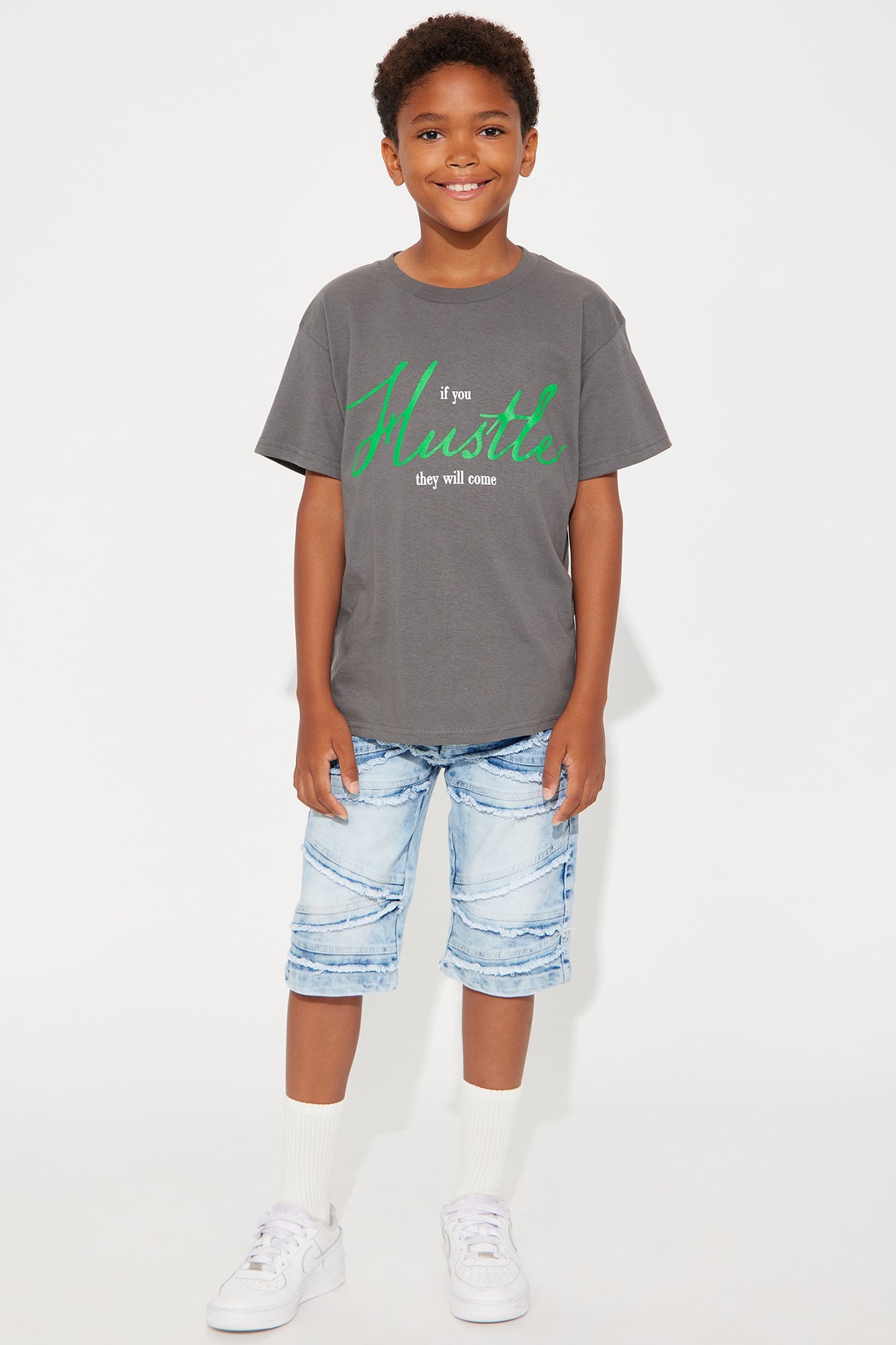 Mini Hustling Pays Off Short Sleeve Tee - Charcoal