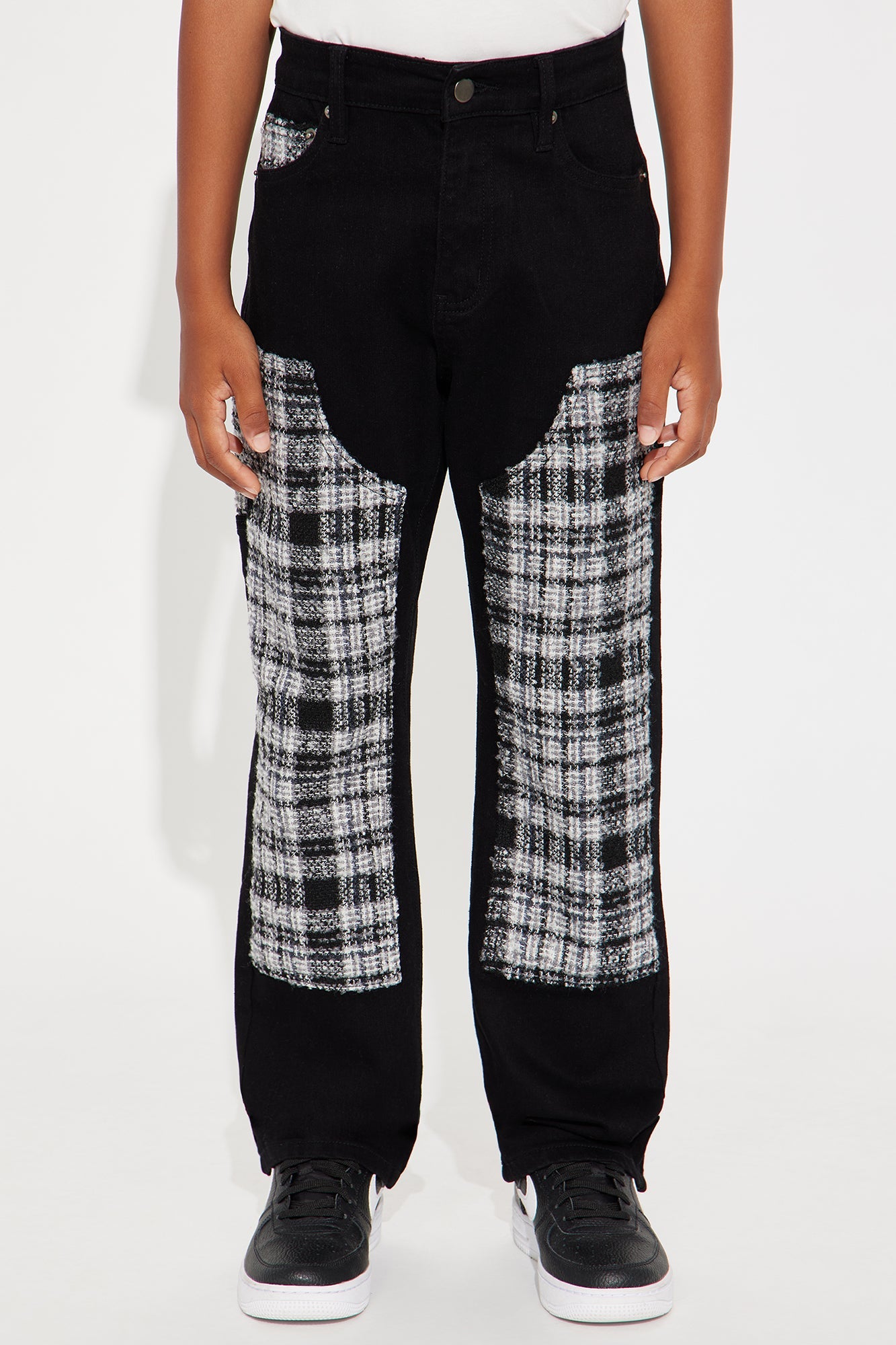 Mini Hard At Work Patchwork Straight Leg Jeans - Black