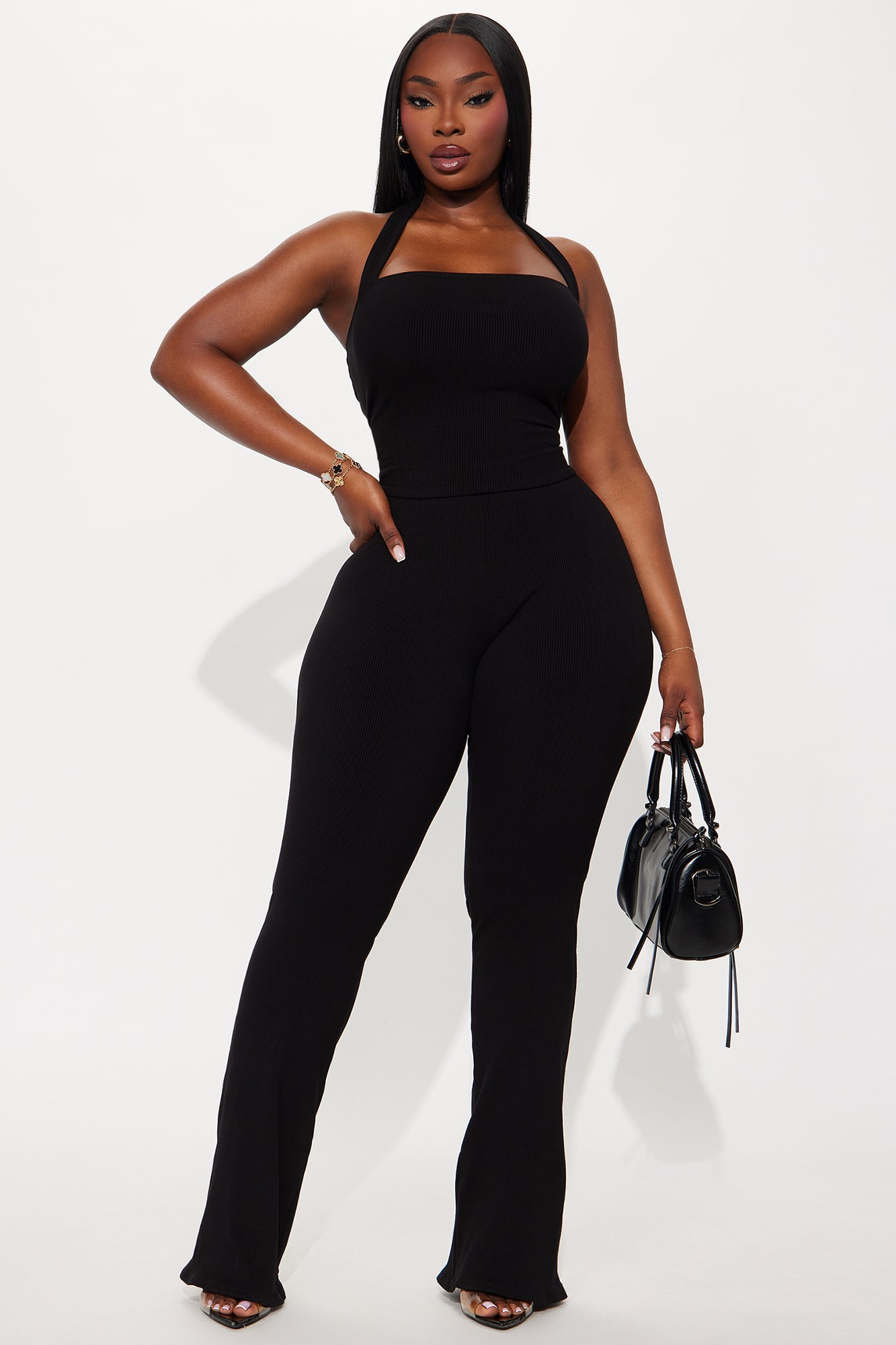 Amara Snatched Halter Jumpsuit - Black