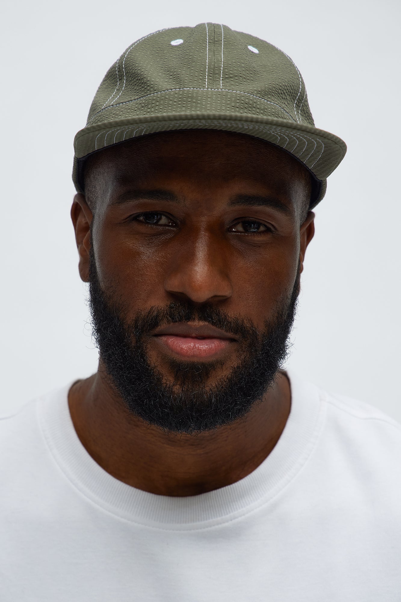 Seersucker 6 Panel Hat - Olive