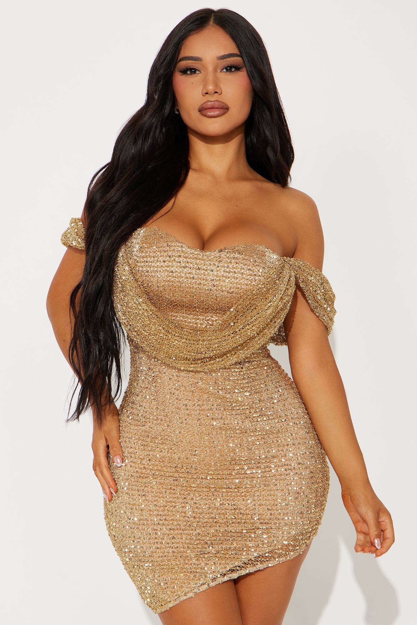 Staying Golden Sequin Mini Dress - Gold