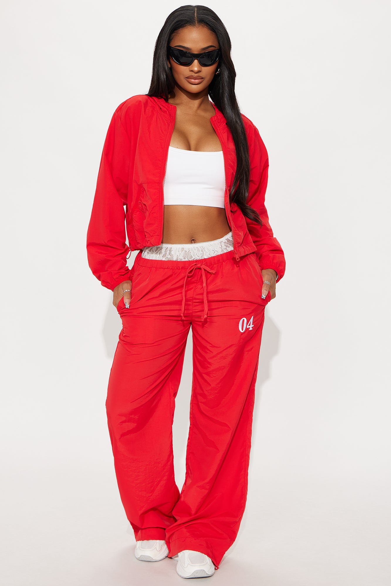 All Day Fave Cropped Windbreaker - Red