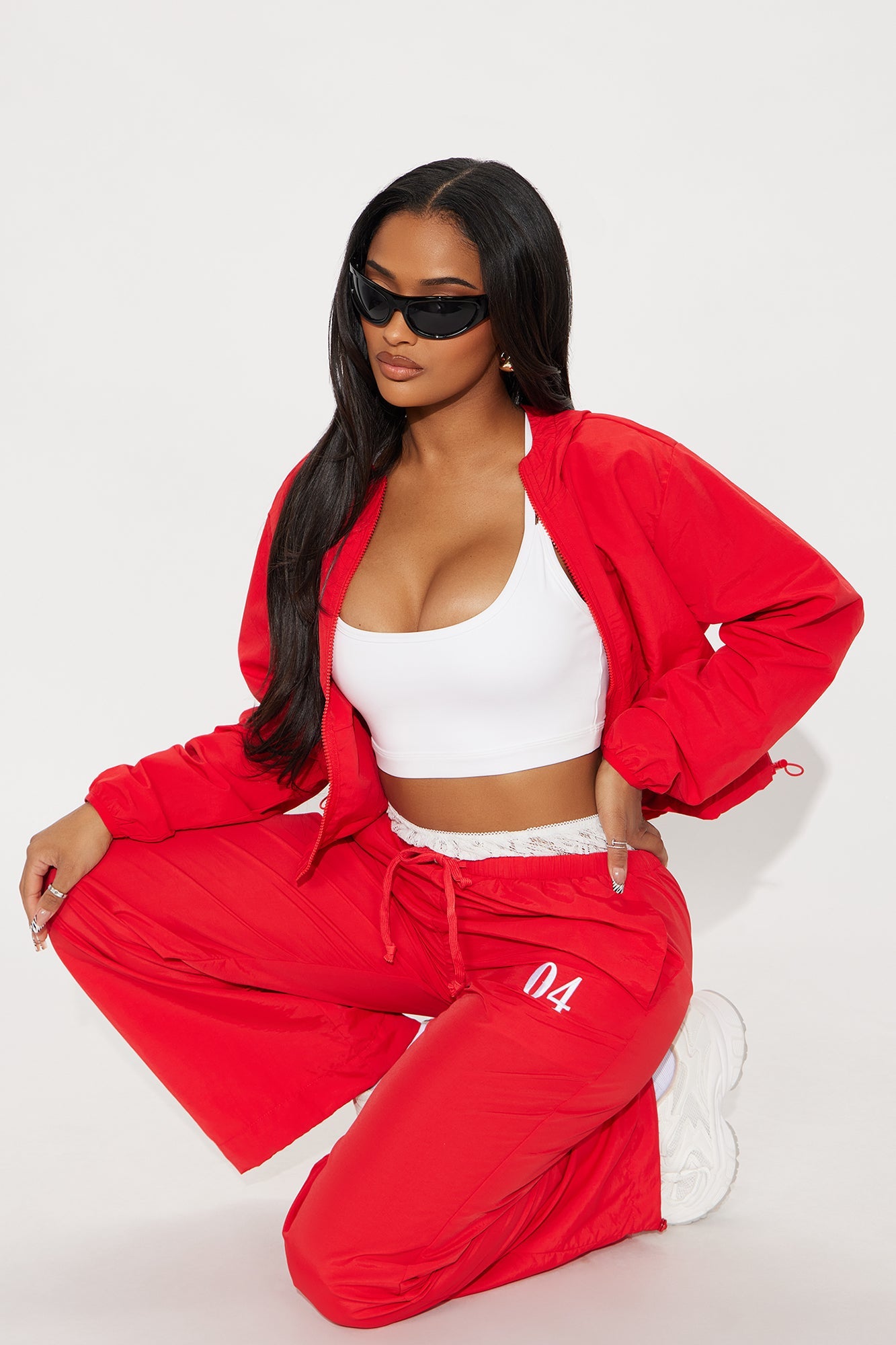 All Day Fave Cropped Windbreaker - Red