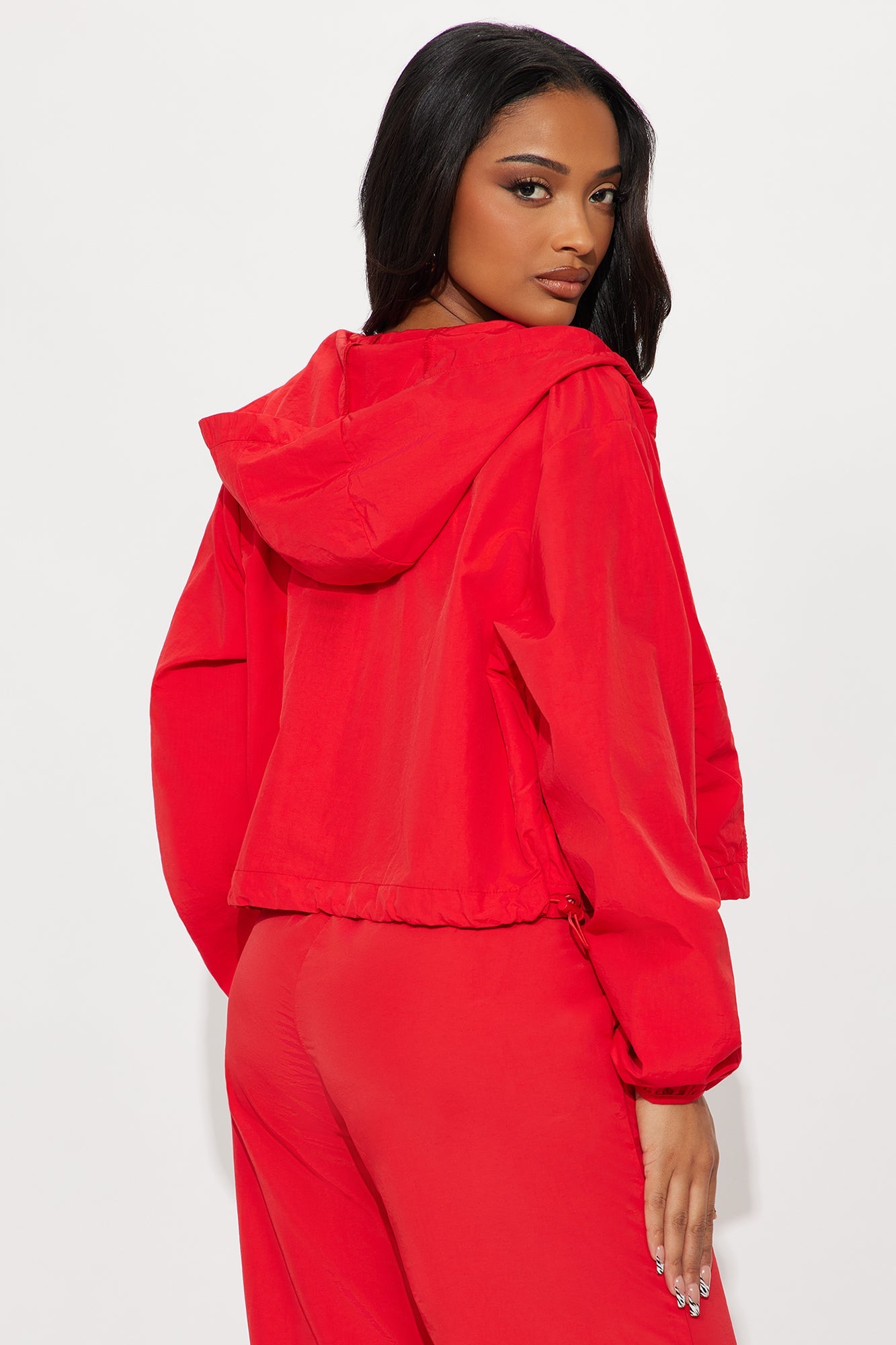 All Day Fave Cropped Windbreaker - Red