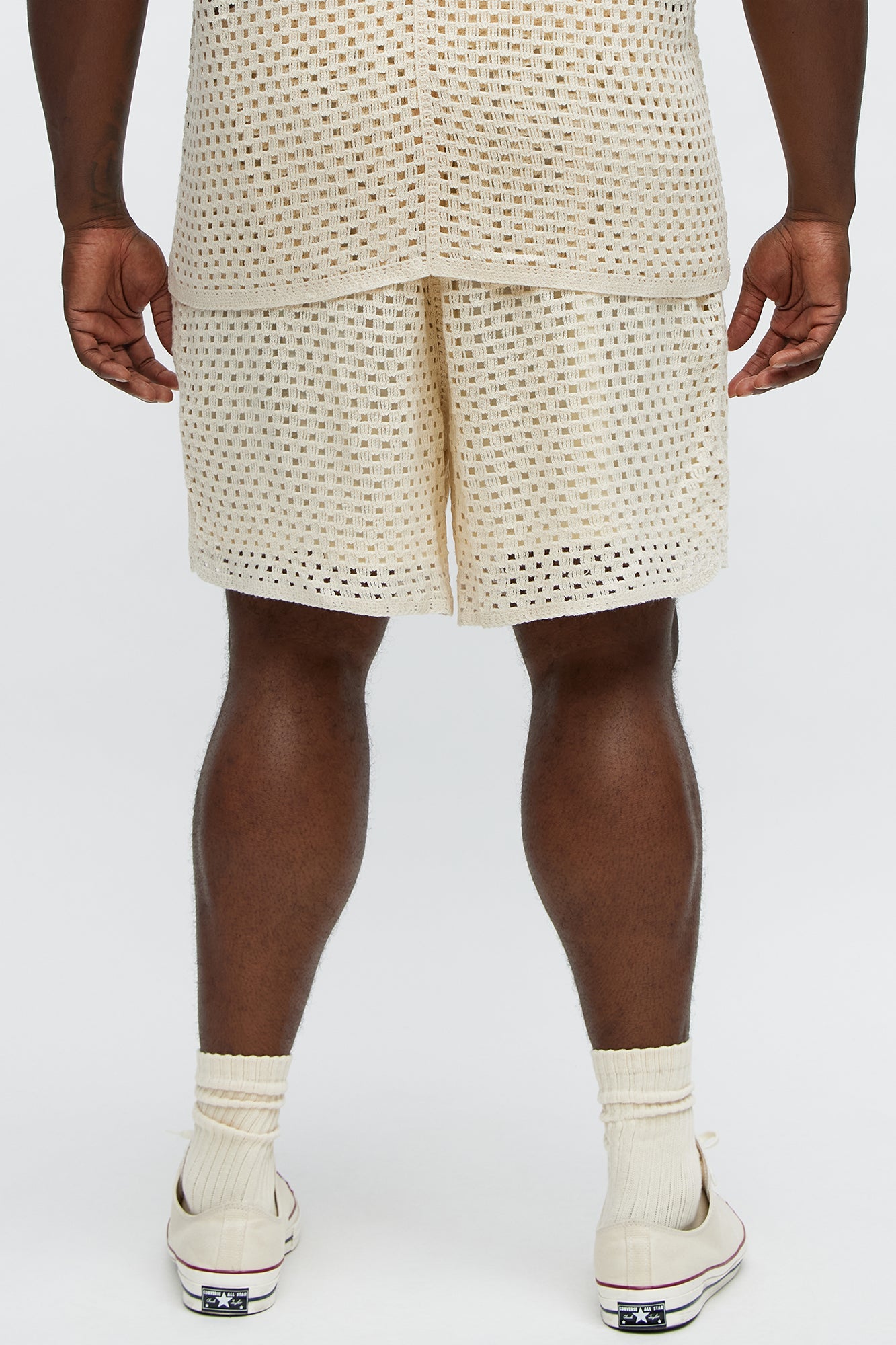 Crochet Panel Short - Cream/combo