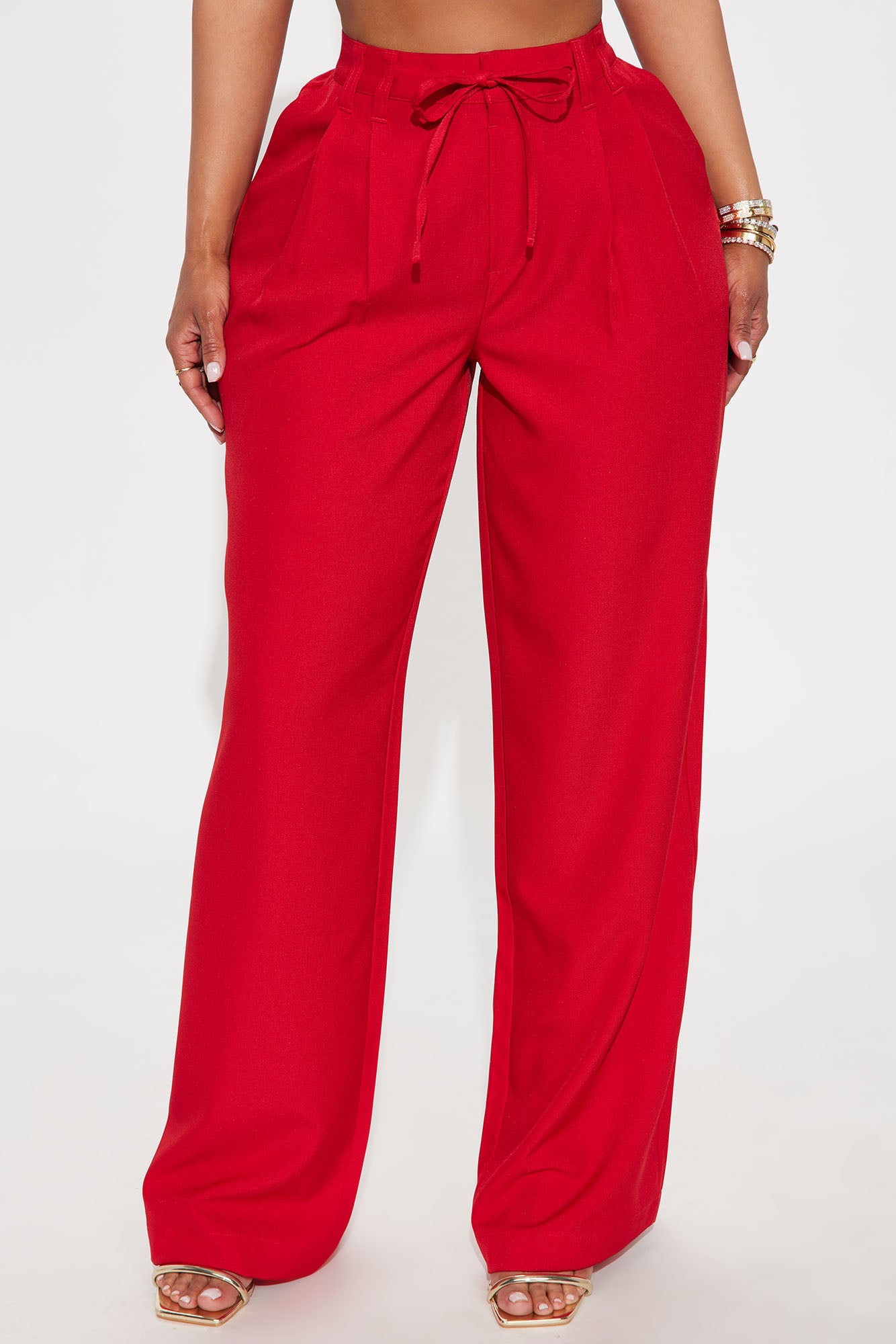 Cami Wide Leg Trouser Pant - Red