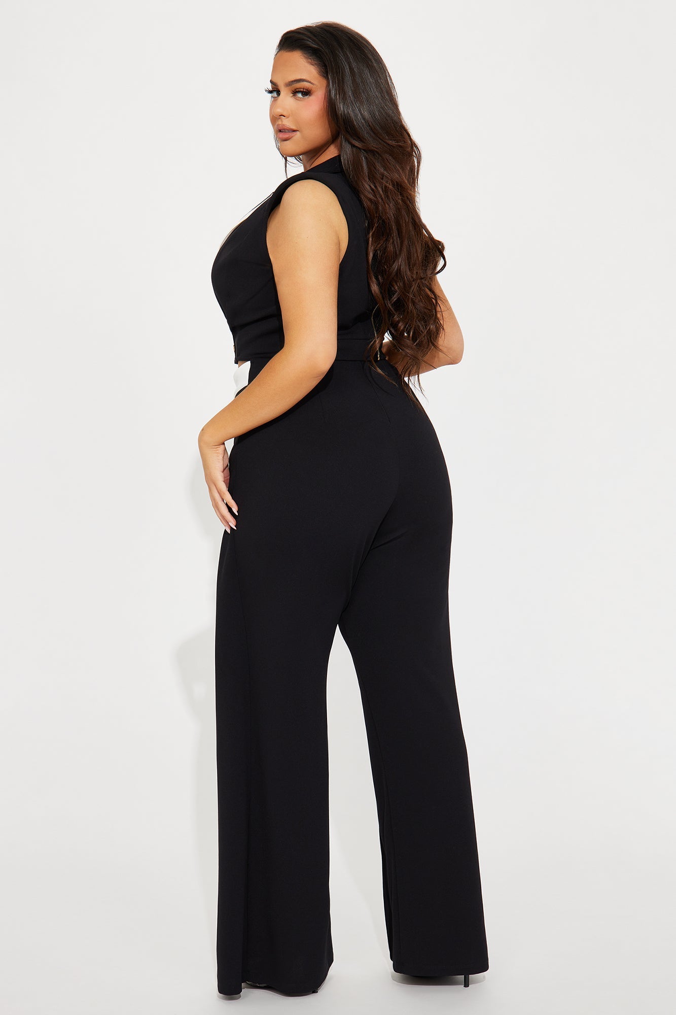 Amelia Vest Pant Set - Black/White