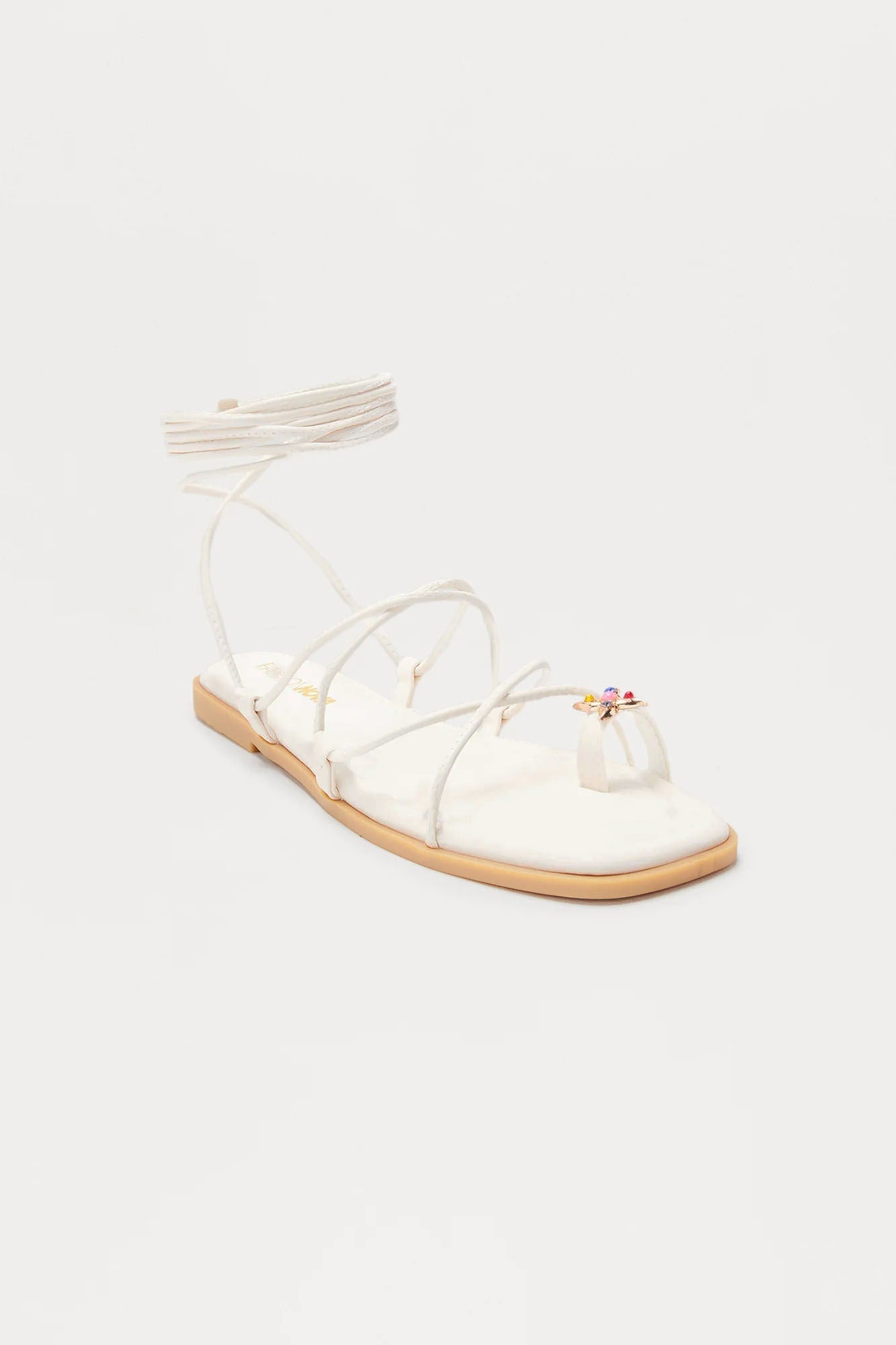 Mai Tai Toe Ring Wrap Up Sandals - Beige