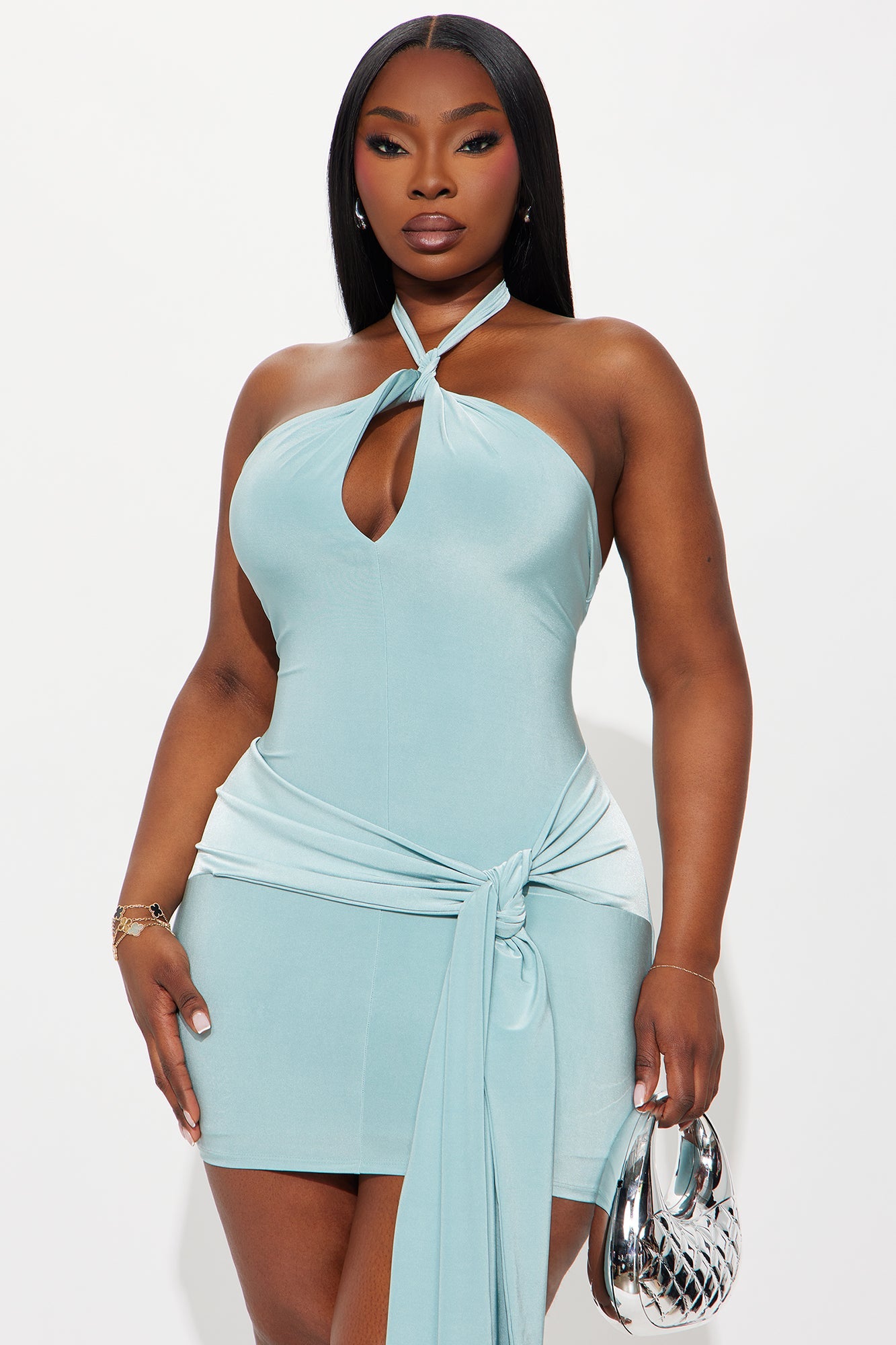 Jazmin Halter Mini Dress - Aqua