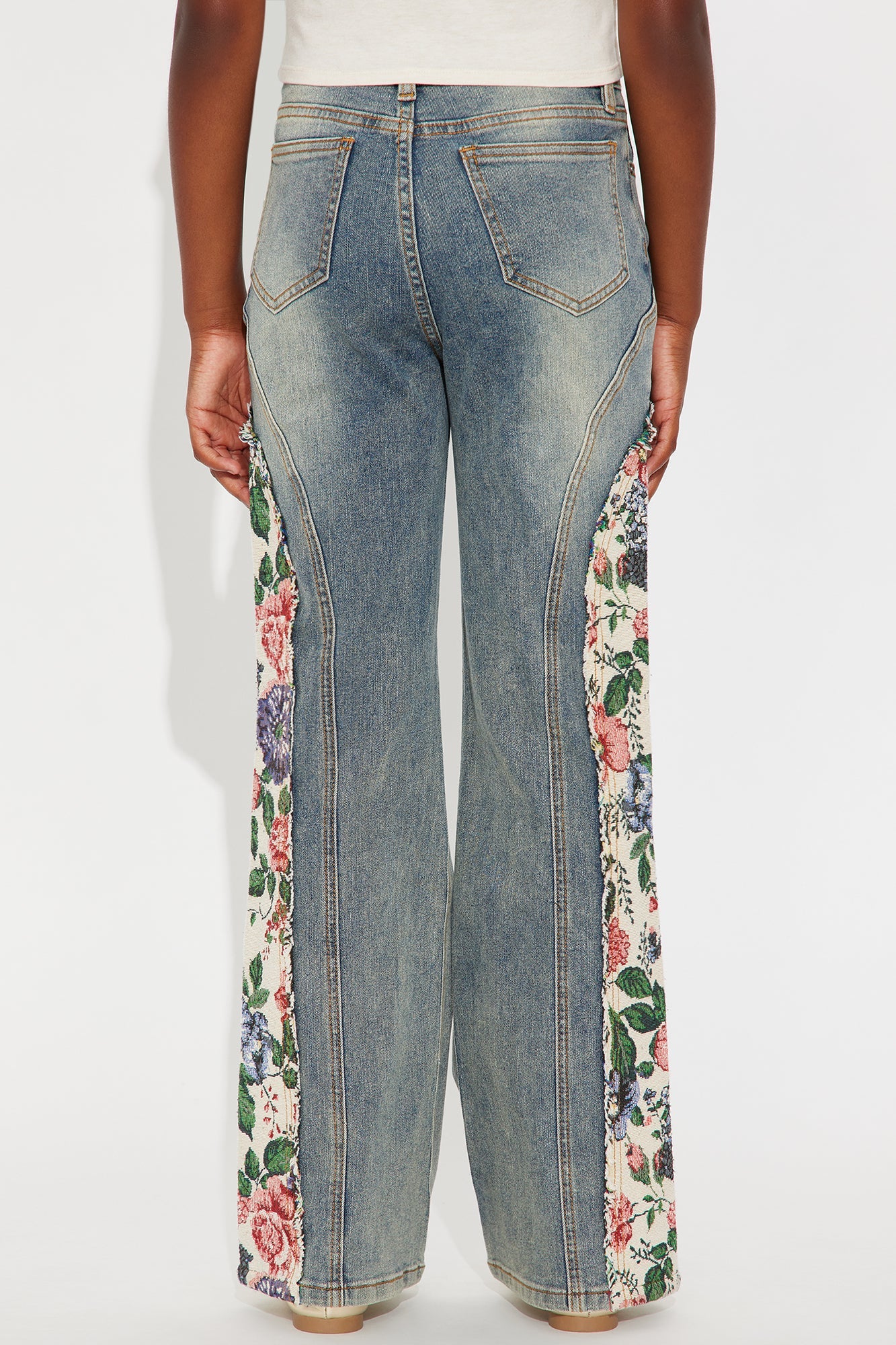 Mini Amari Floral Stretch Bootcut Jeans - Vintage Wash