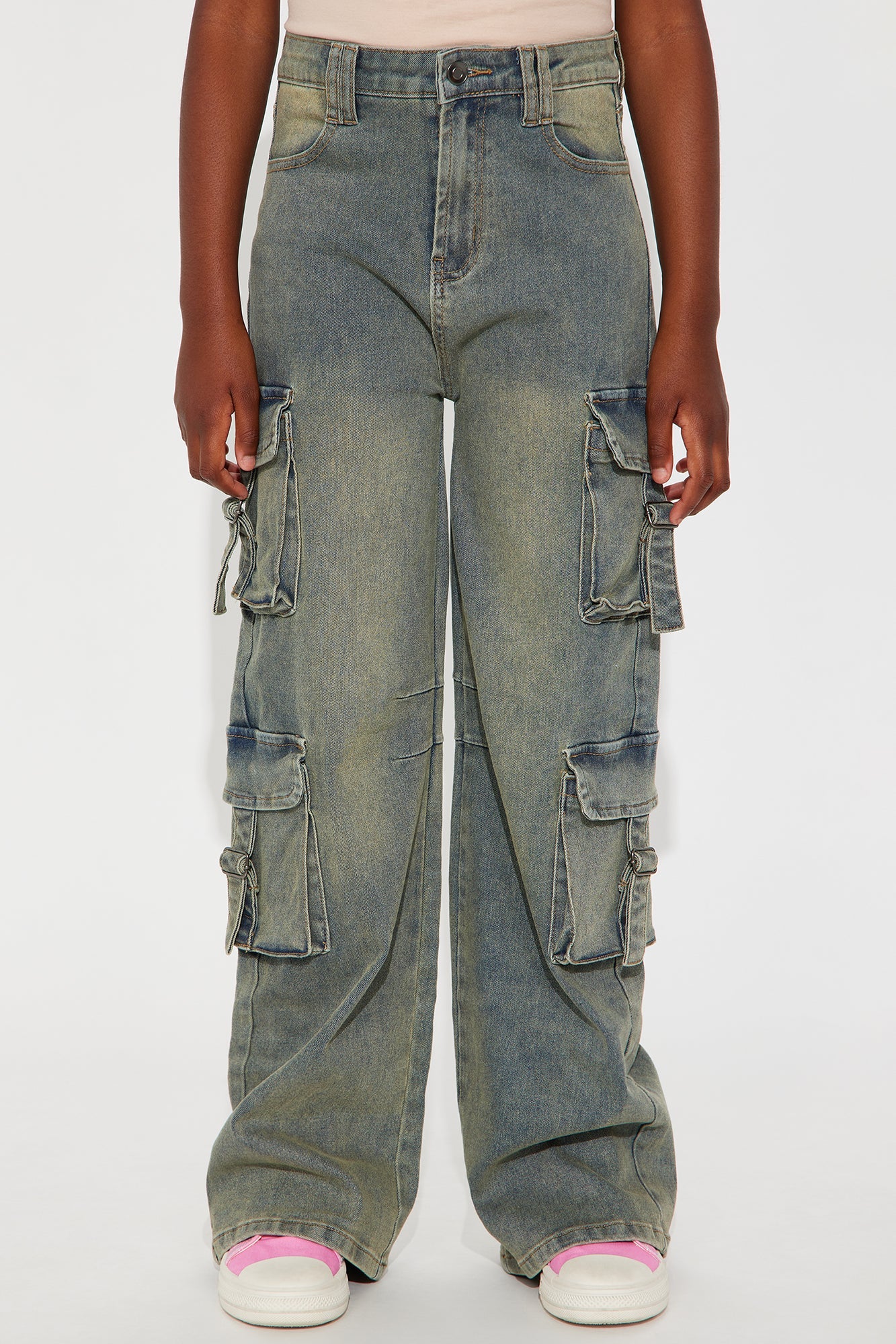 Mini No Doubt About It Wide Leg Cargo Jeans - Medium Wash