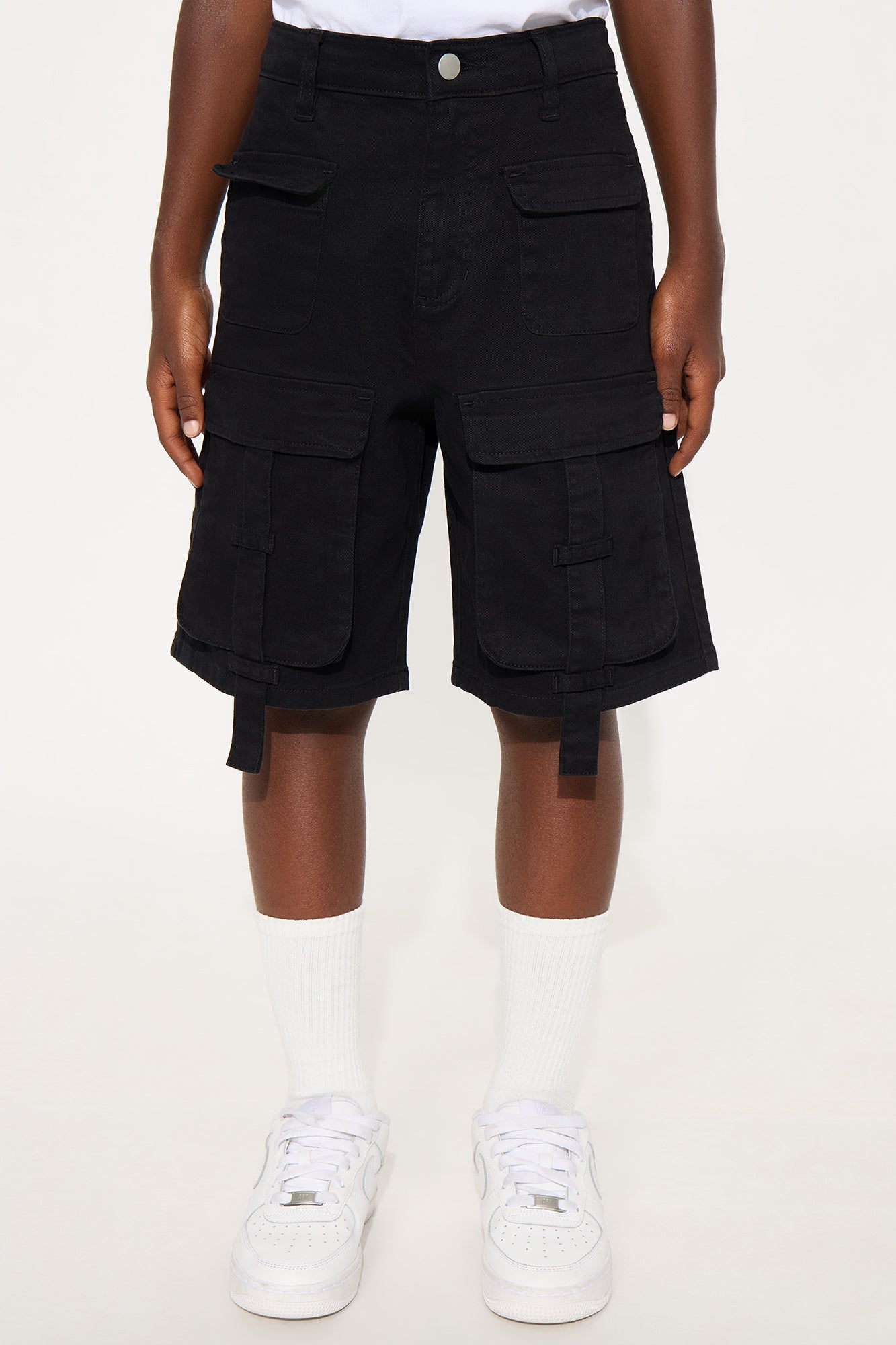 Mini Oversized Pocket Baggy Cargo Shorts - Black