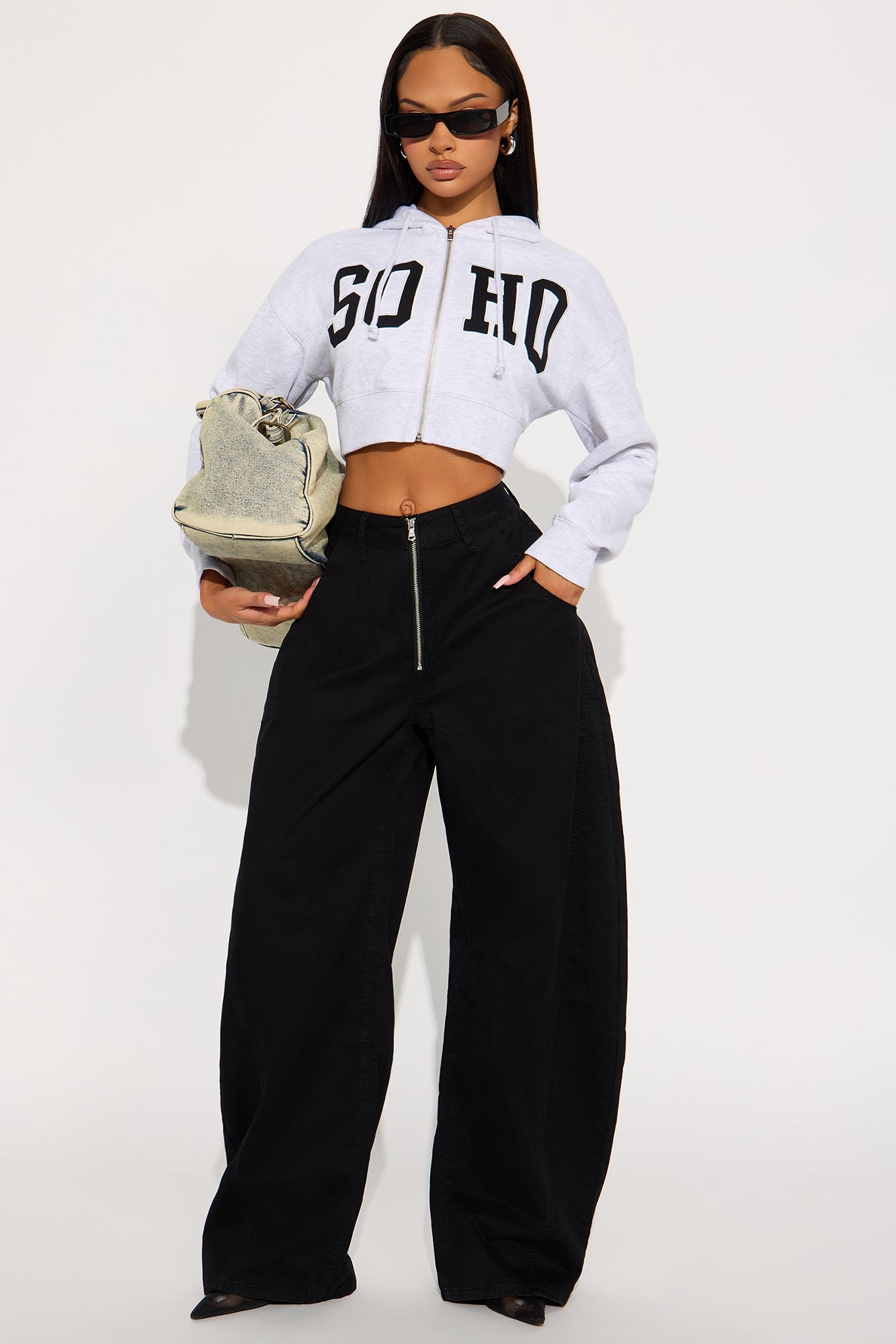 Chloe Barrel Leg Pant - Black