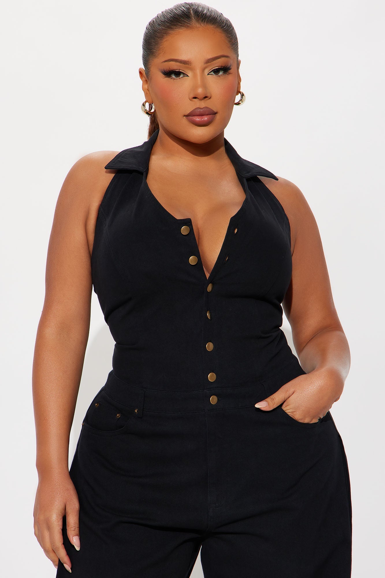 Alexis Barrel Leg Jumpsuit - Black