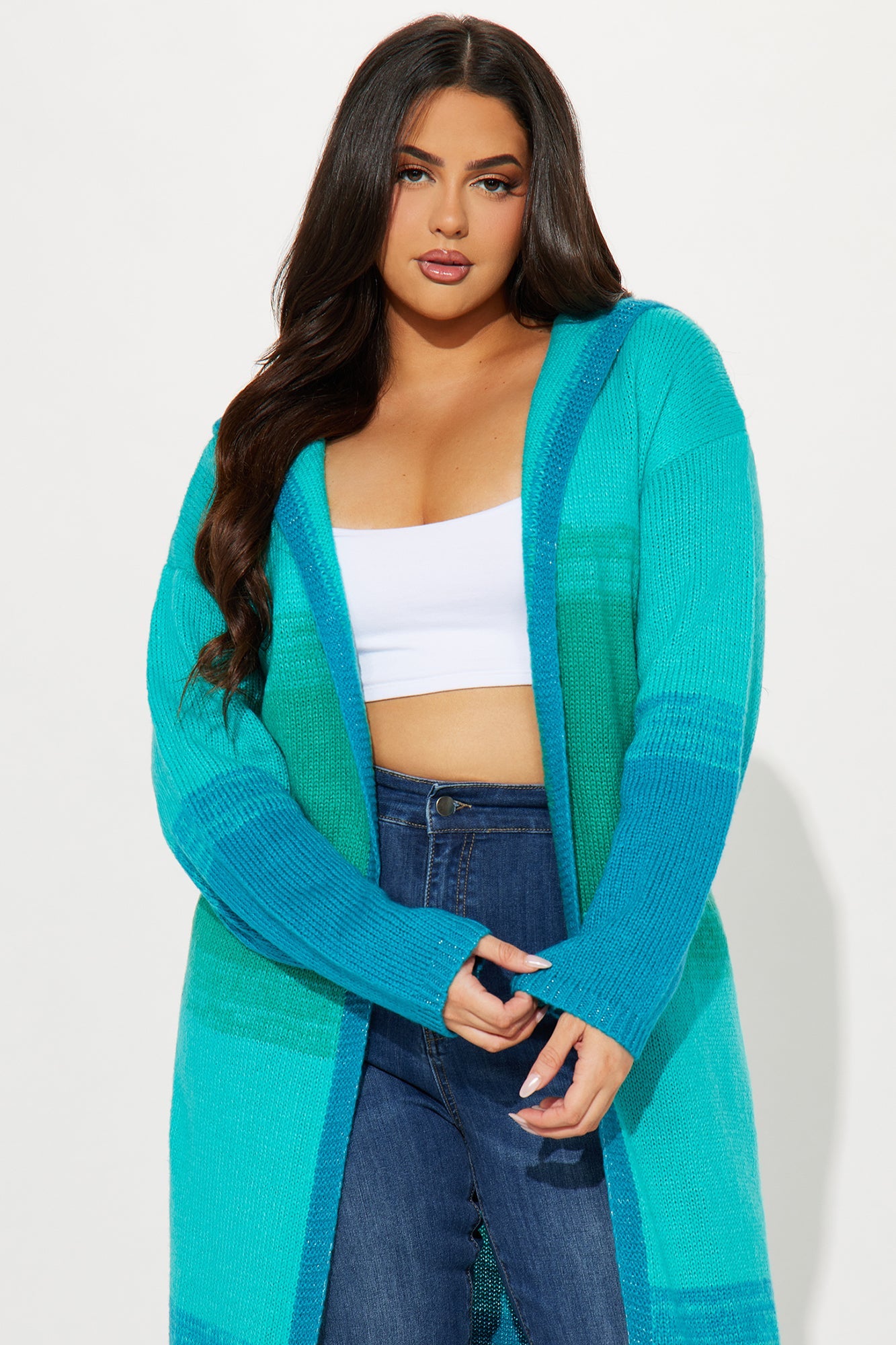 Malibu Ombre Long Cardigan - Blue/combo