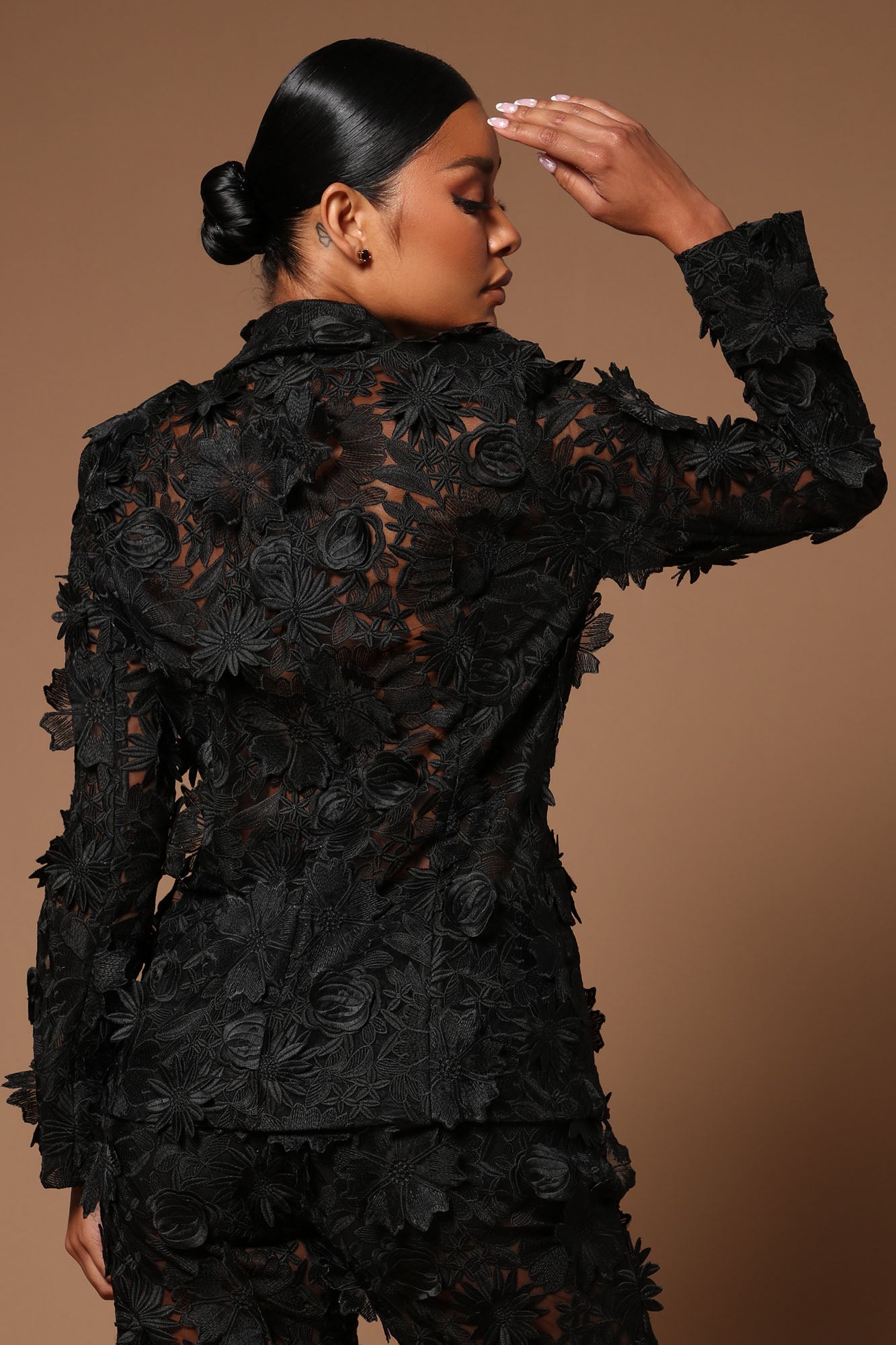 Denise Embroidered Blazer - Black