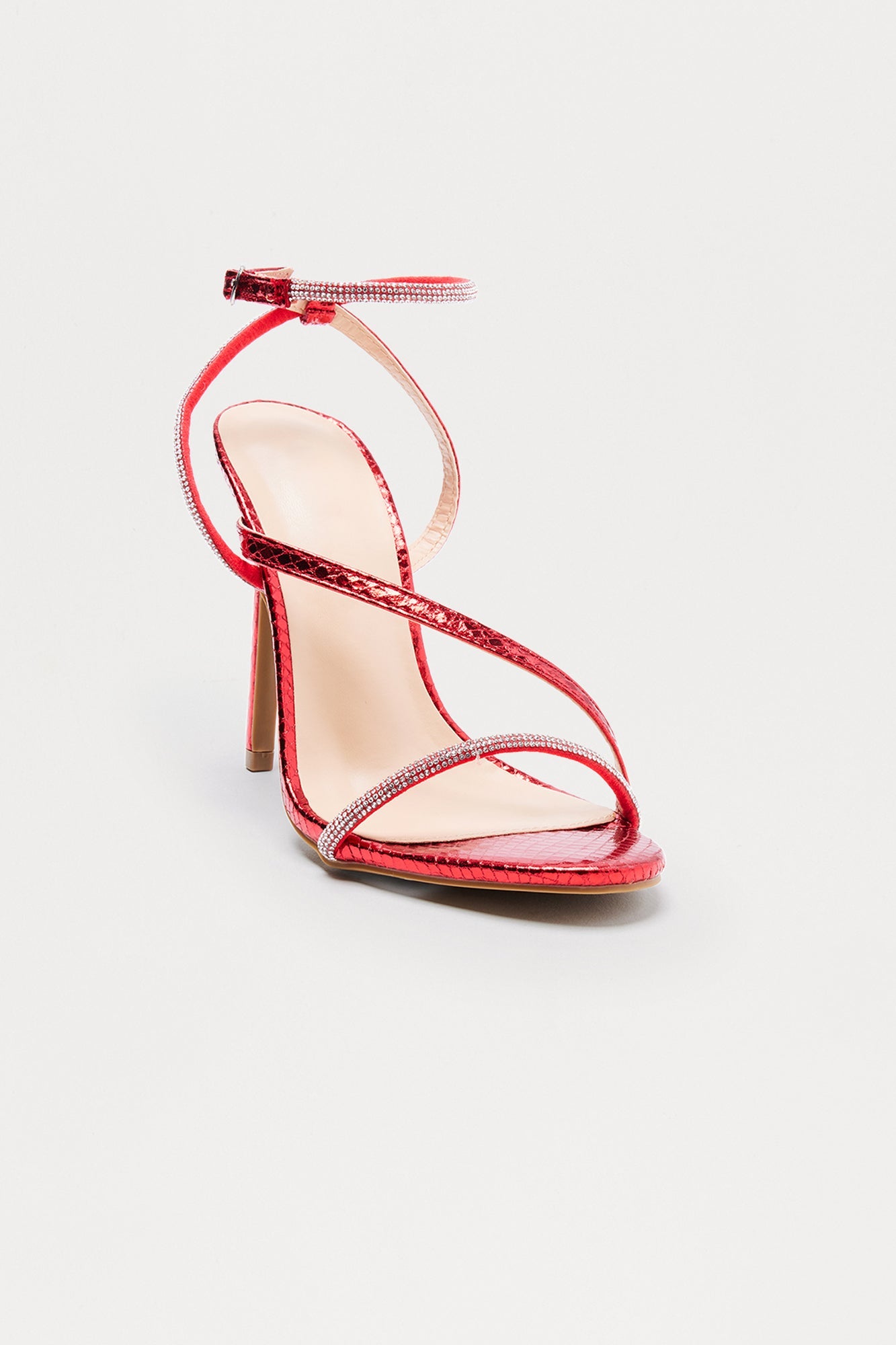 Nemah Rhinestone Stiletto Heels - Red