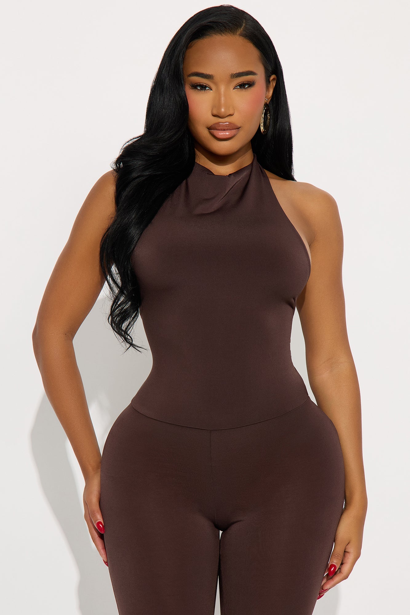 Jacqueline Mesh Backless Capri Jumpsuit - Brown