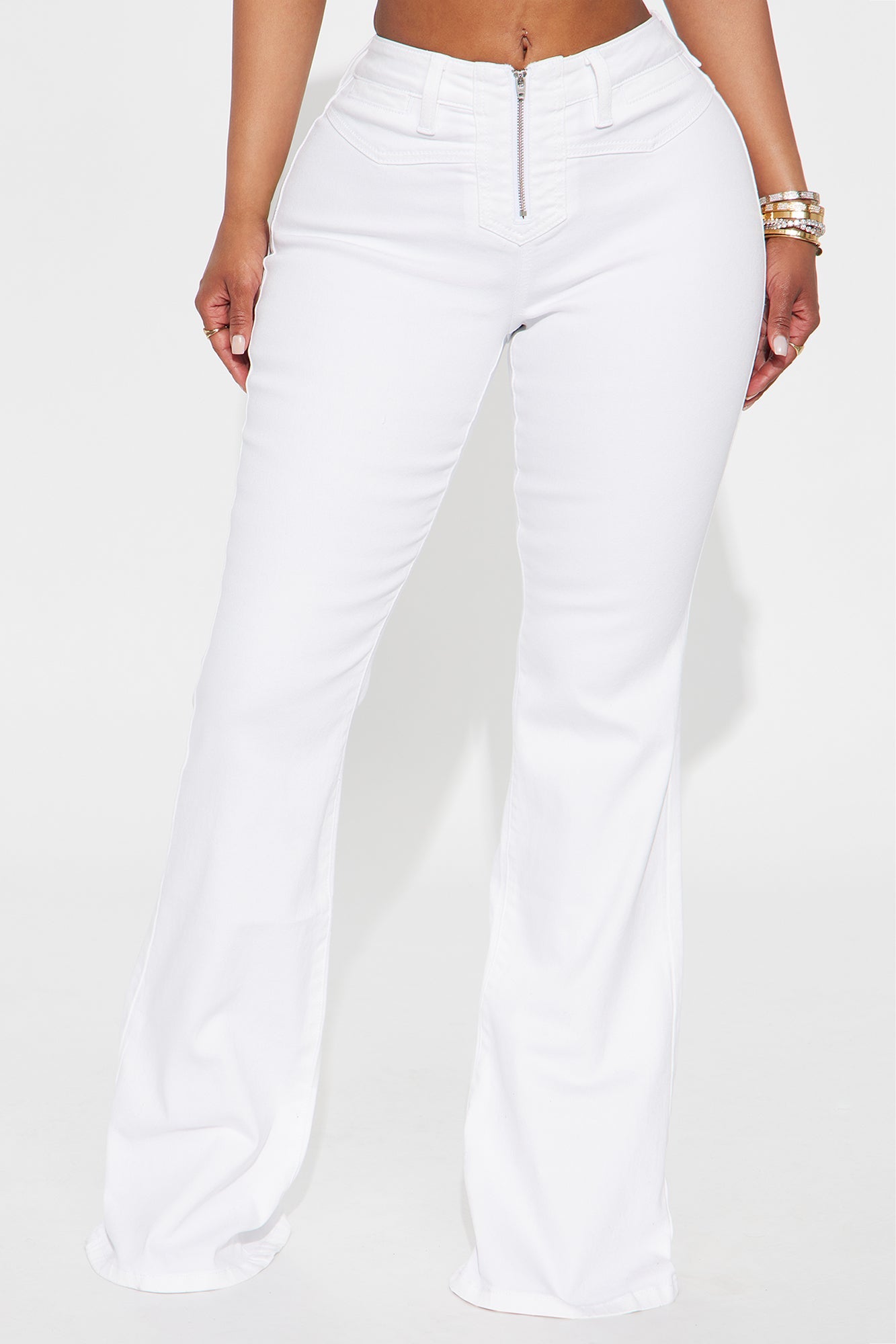 Later Days Mid Rise Flare Jeans - White