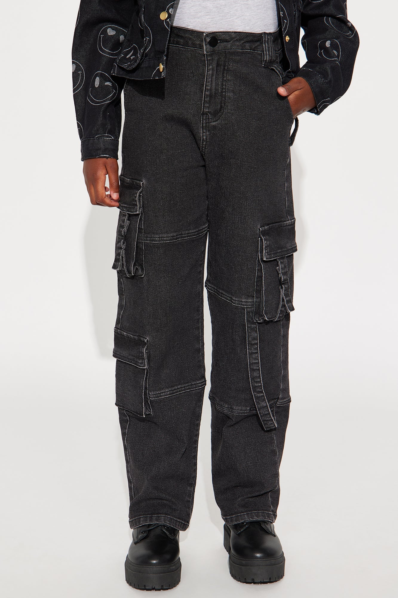 Mini Desi Mineral Wash Cargo Pant - Black