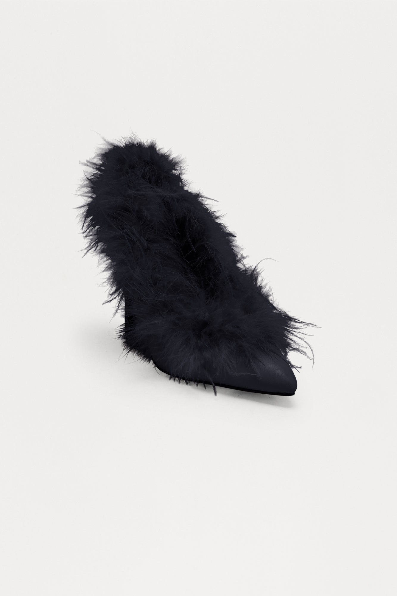 Minette Feather Trim Pumps - Black