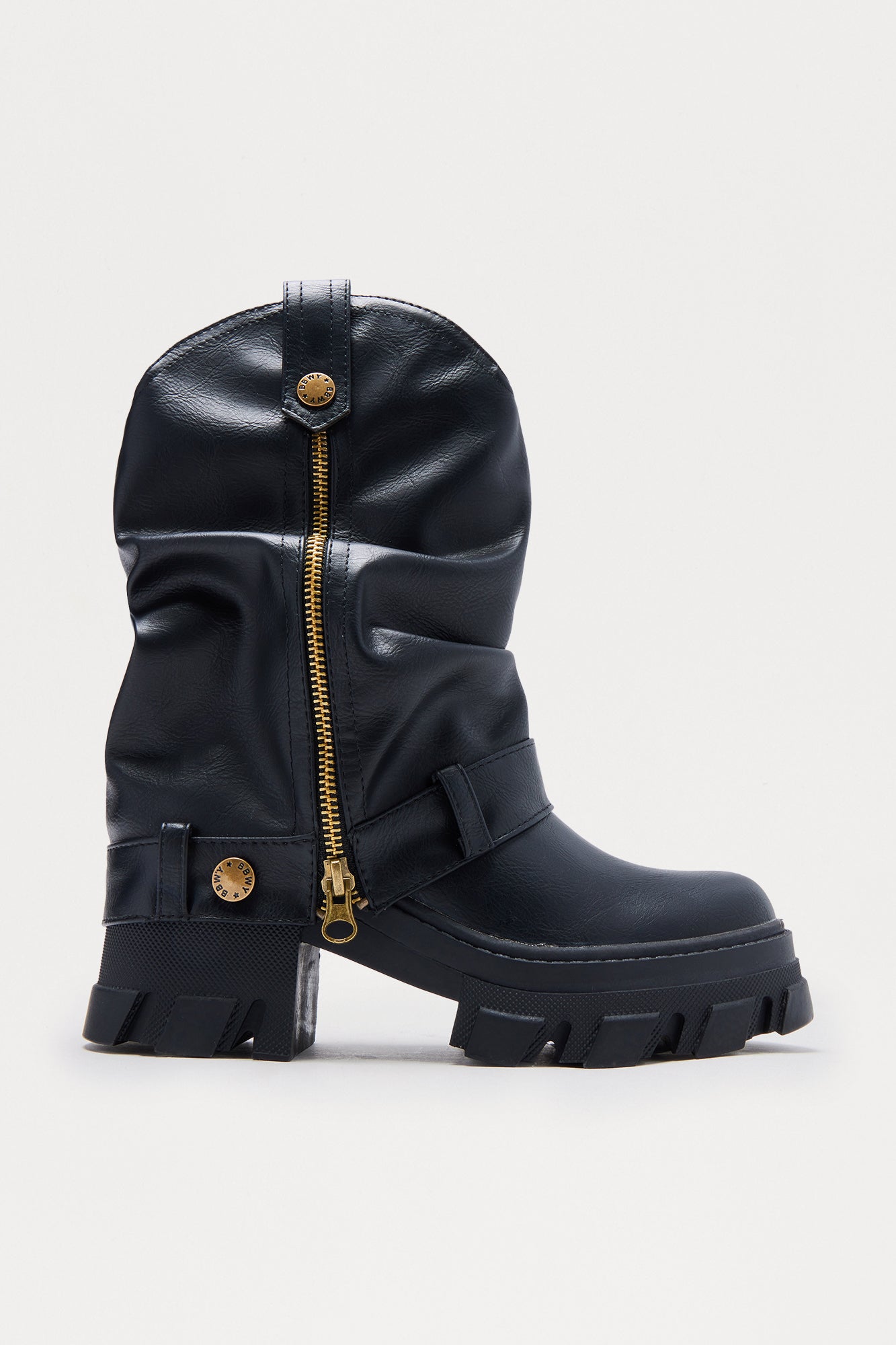 Brew Zipper Overlay Boots - Black