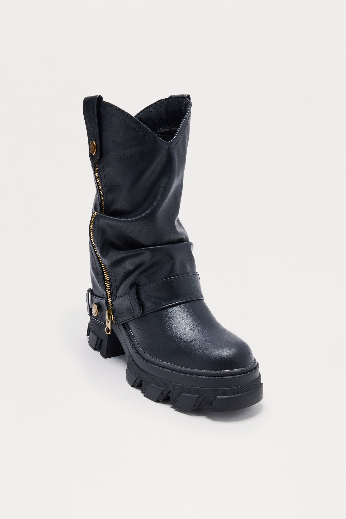 Brew Zipper Overlay Boots - Black