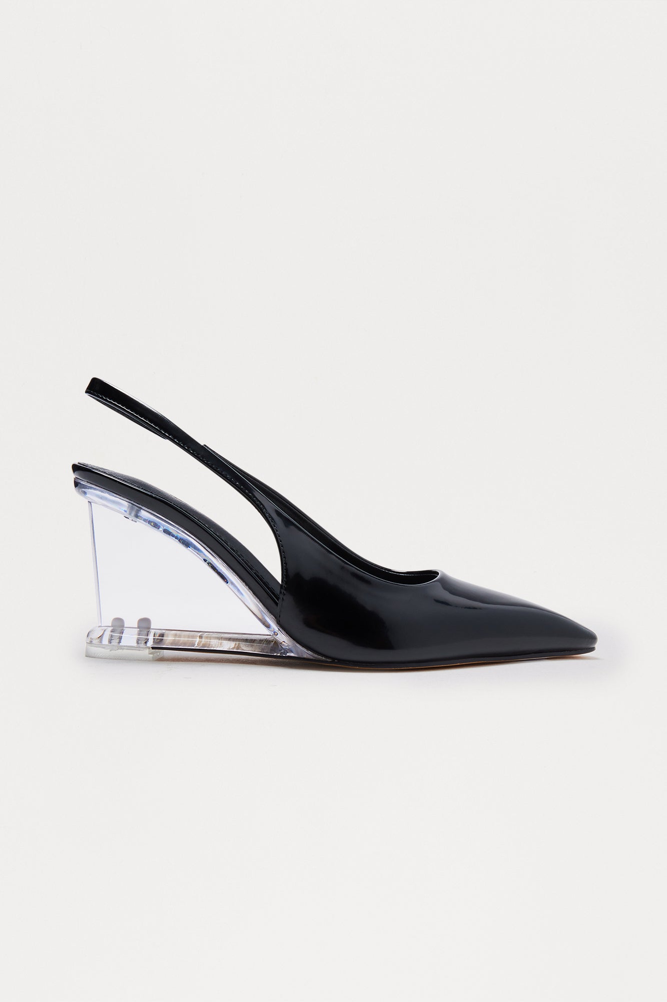 Muse Slingback Clear Wedges - Black